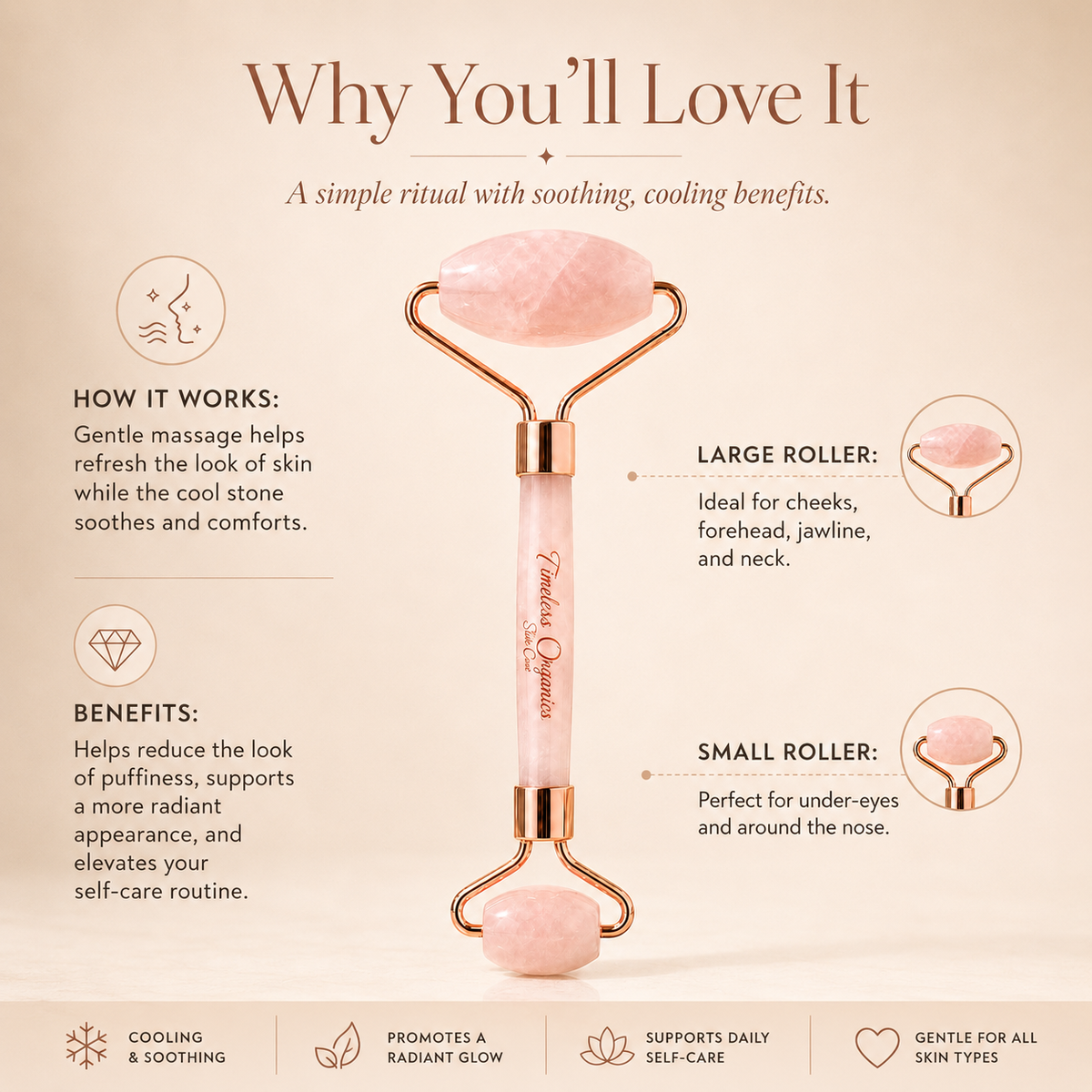 Rose Quartz Facial Roller – Consulate X, view 2 of 5