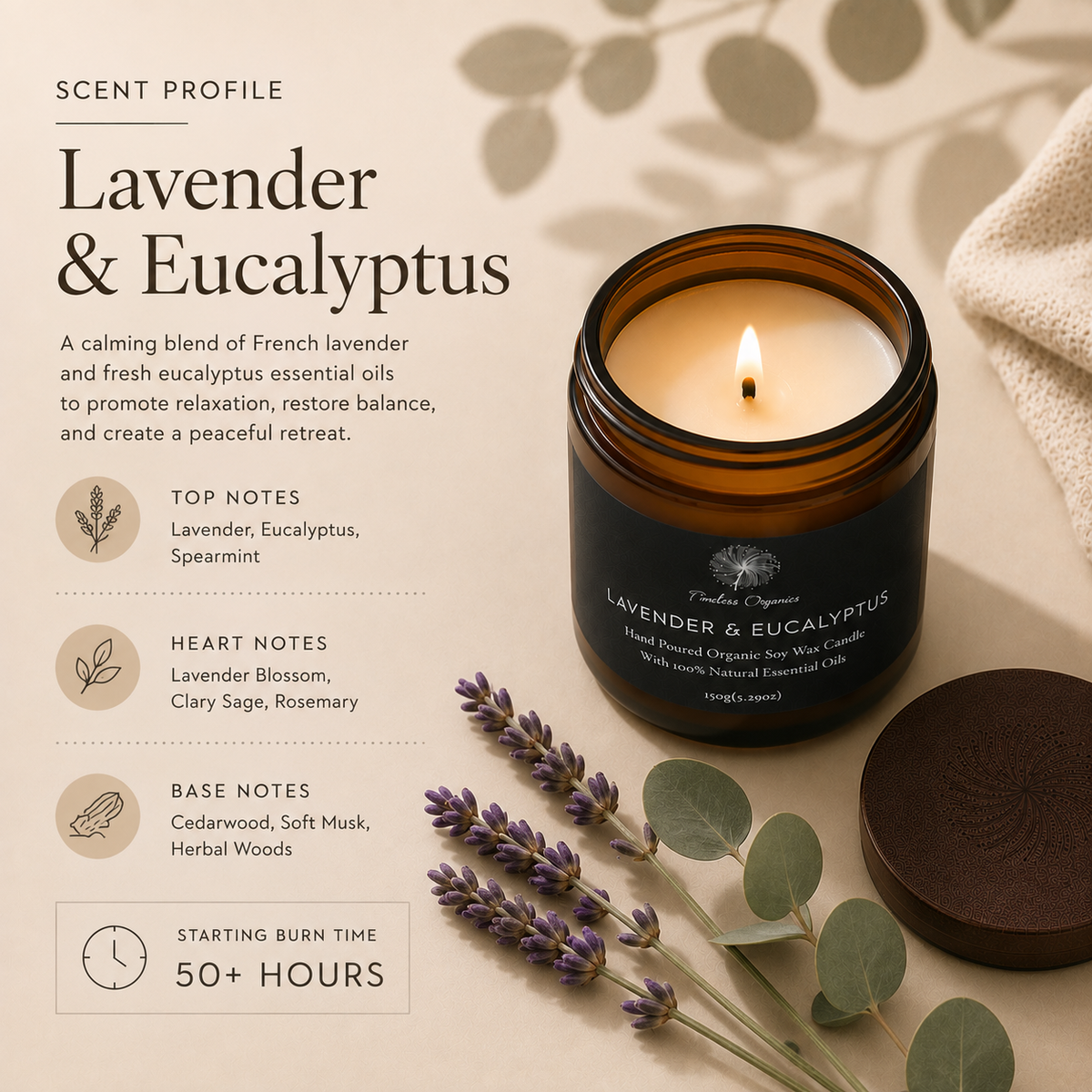 Timeless Candle - Lavender + Eucalyptus – Consulate X, view 2 of 4