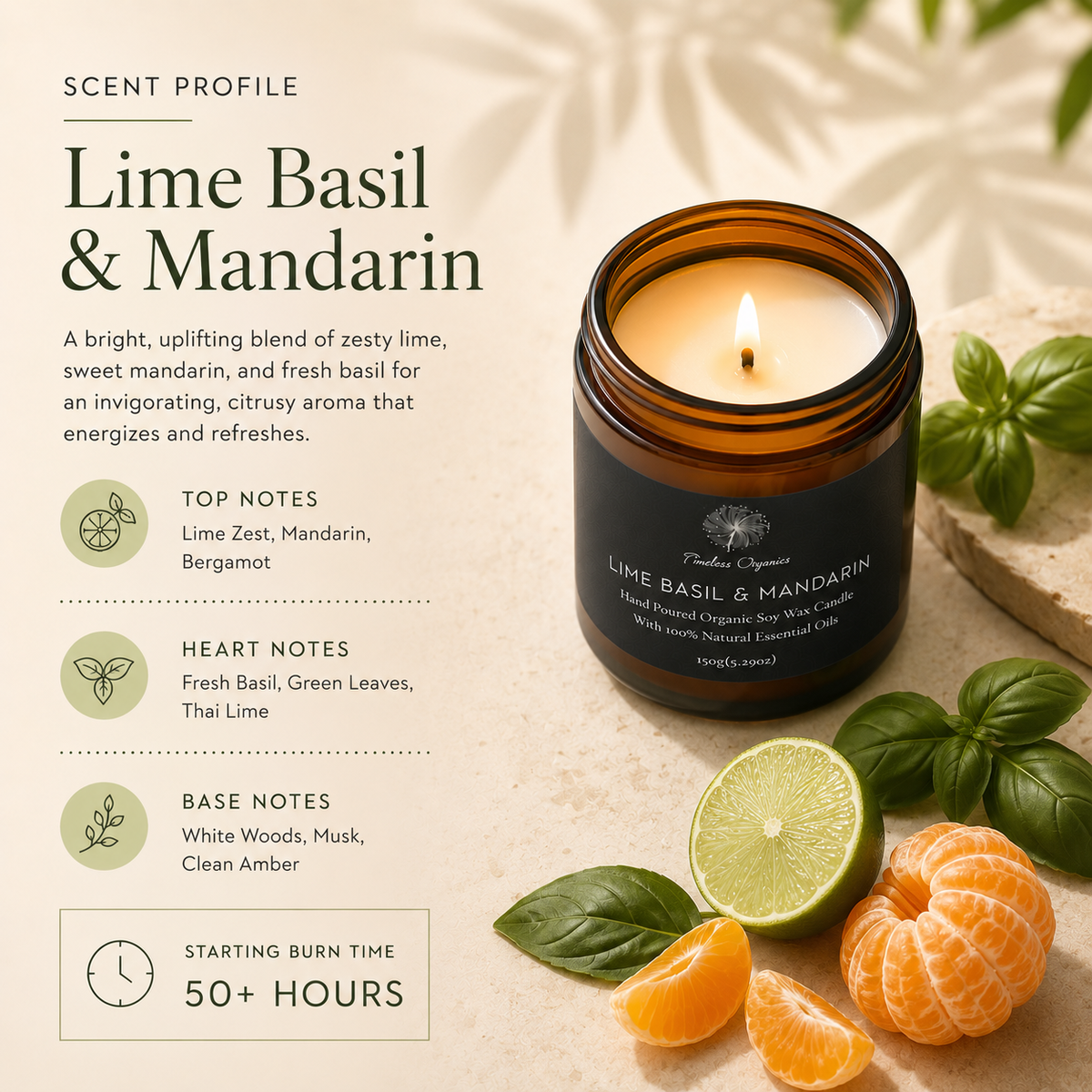 Timeless Candle - Lime + Basil + Mandarin – Consulate X, view 2 of 5