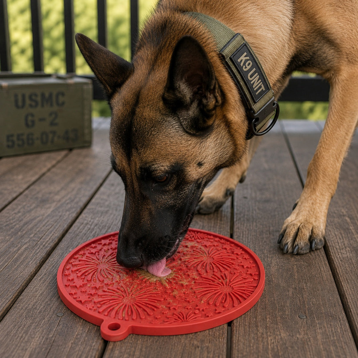 USA-K9 Fireworks Design eMat - Enrichment Lick Mat For Dogs and Cats - with Suction Cups | USA Made – Consulate X, view 3 of 7