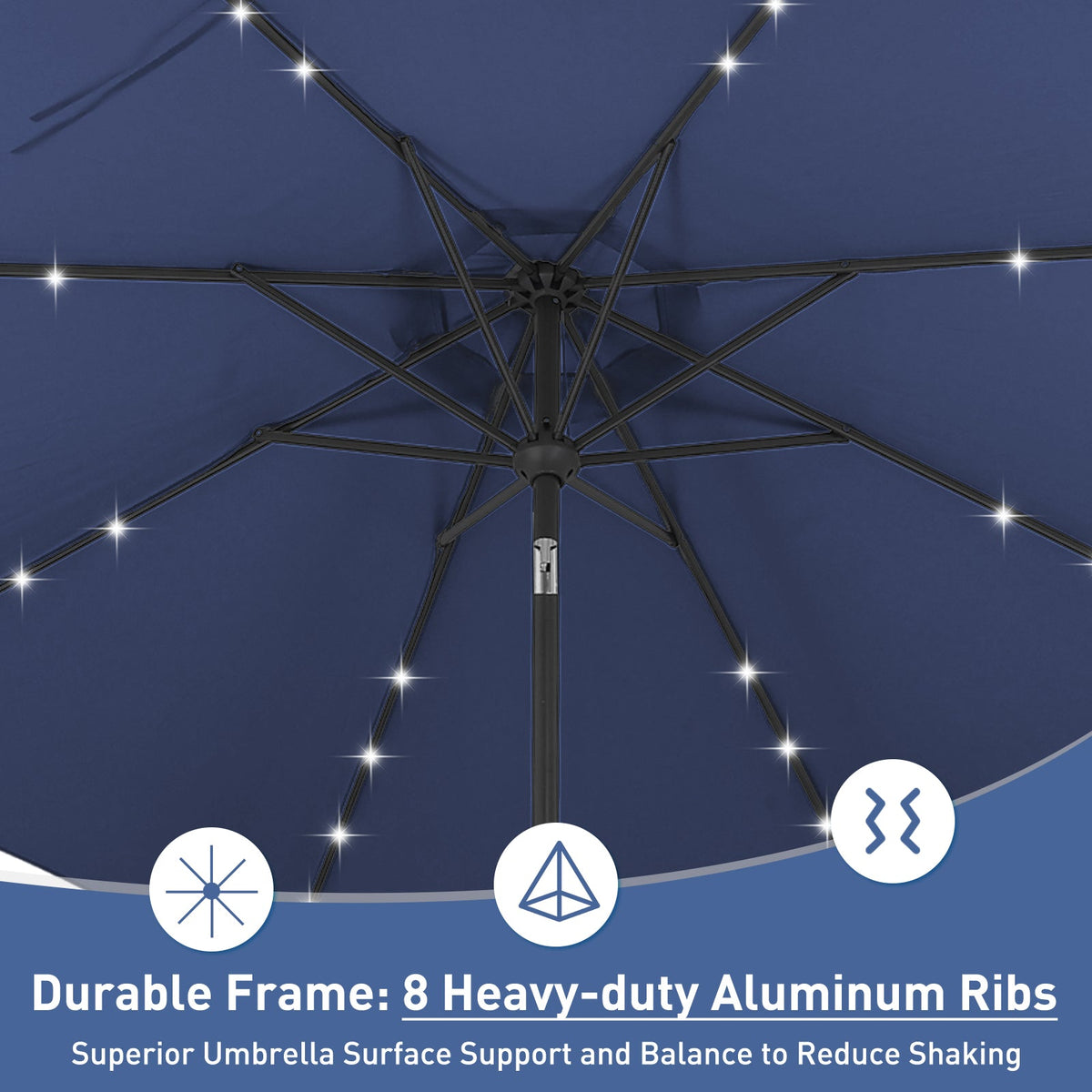 Ainfox 10ft Solar Patio Umbrella Outdoor Umbrella Market Umbrella With Decorative Pattern Umbrella – Consulate X, view 7 of 14