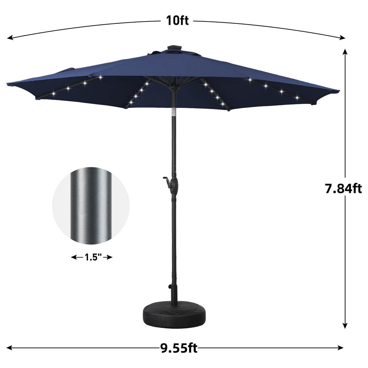 Ainfox 10ft Solar Patio Umbrella Outdoor Umbrella Market Umbrella With Decorative Pattern Umbrella – Consulate X, view 3 of 14
