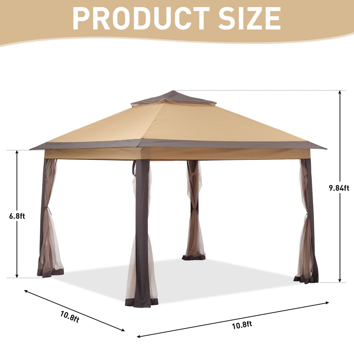 Ainfox 11ft x 11ft Heavy Duty Pop Up Gazebo Outdoor Canopy Shelter Instant Patio Gazebo Sun Shade Canopy Tent for Lawn Garden Backyard Deck – Consulate X, view 17 of 19