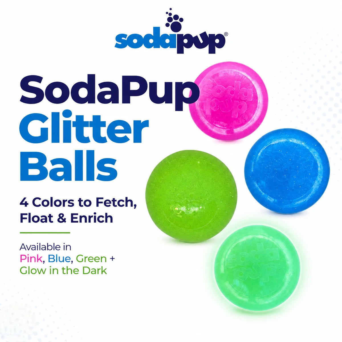 Glitter Ball  Dog Toy | Soft PUP-X Rubber Floating Fetch Ball with Treat Dispenser | USA Made – Consulate X, view 2 of 15