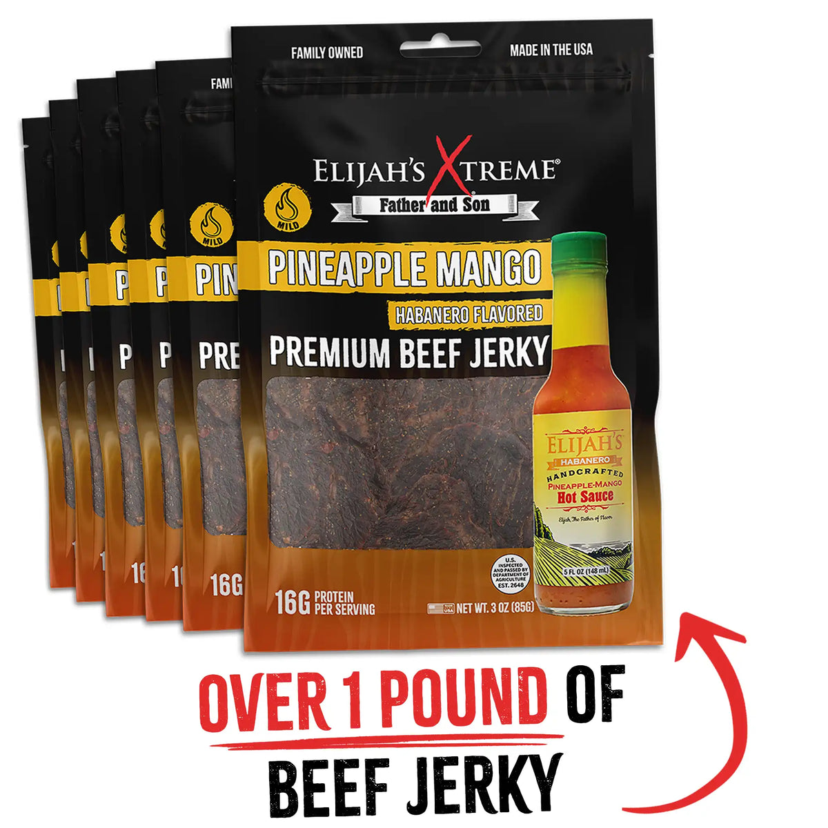 Pineapple-Mango Habanero Beef Jerky - 6 bags (1lb) – Consulate X, view 6 of 6
