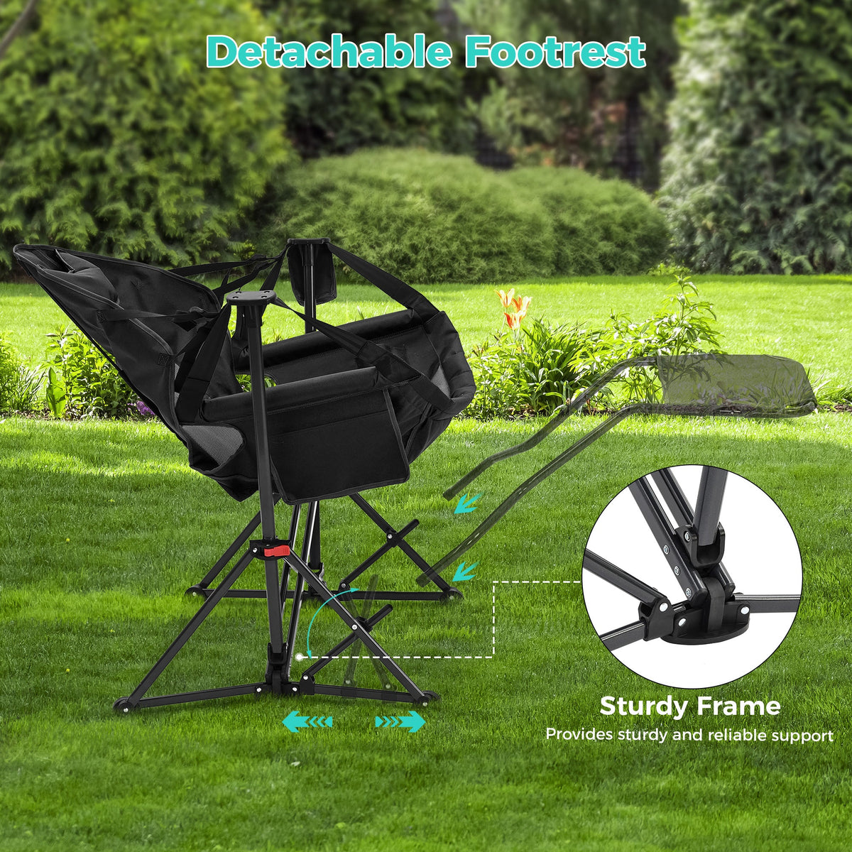 Ainfox Hammock Camping Chair with Footrest, Foldable Portable Rocking Chairs for Adults Outside Swinging Camp for Outdoor Patio Poolside – Consulate X, view 9 of 16
