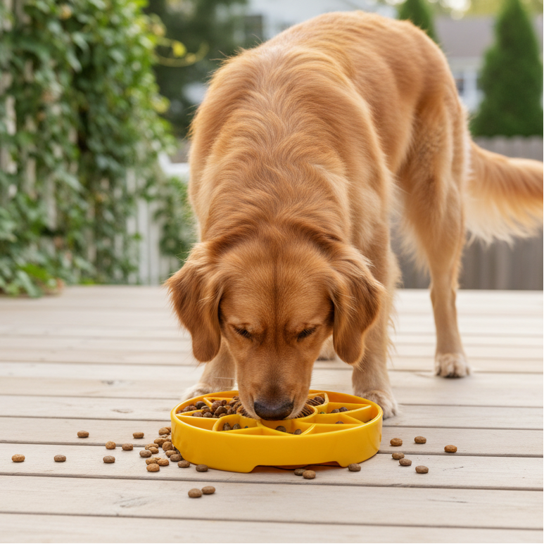 Sunflower Softie eTray Slow Feeder Dog Bowl | Soft Shallow Lick Mat | Yellow & Purple | USA Made – Consulate X, view 5 of 9