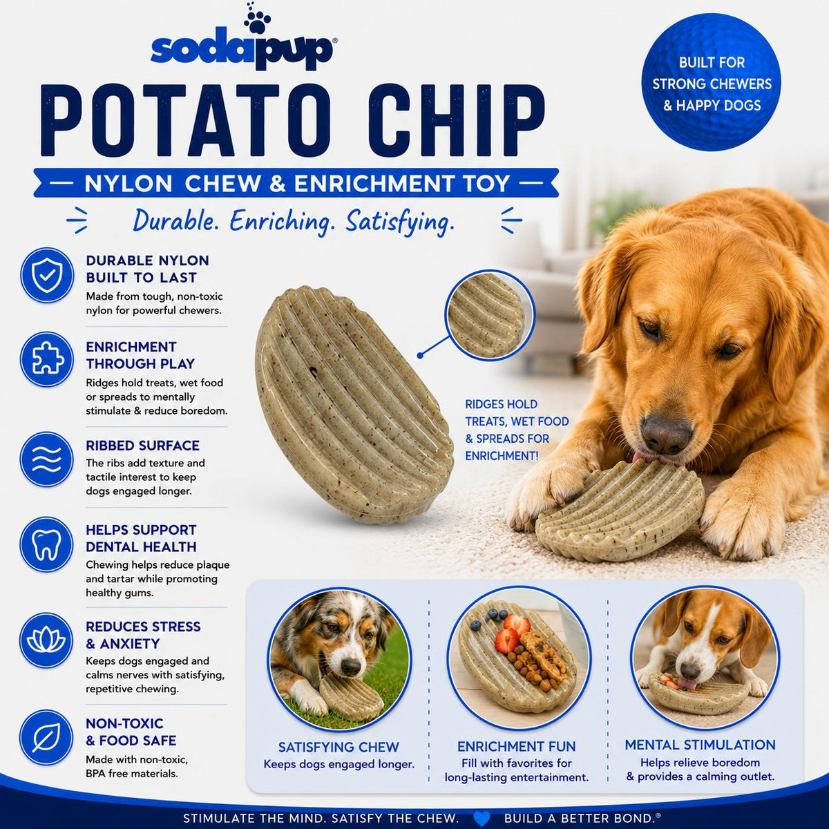 Potato Chip Nylon Chew & Enrichment Toy | 2-in-1 for Aggressive Chewers | SodaPup – Consulate X, view 4 of 9