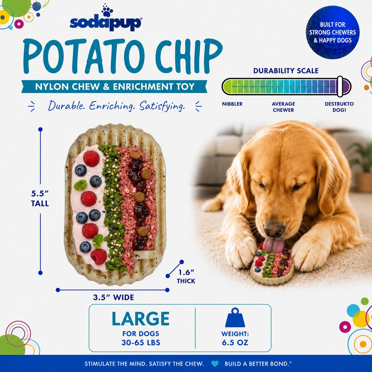 Potato Chip Nylon Chew & Enrichment Toy | 2-in-1 for Aggressive Chewers | SodaPup – Consulate X, view 5 of 9
