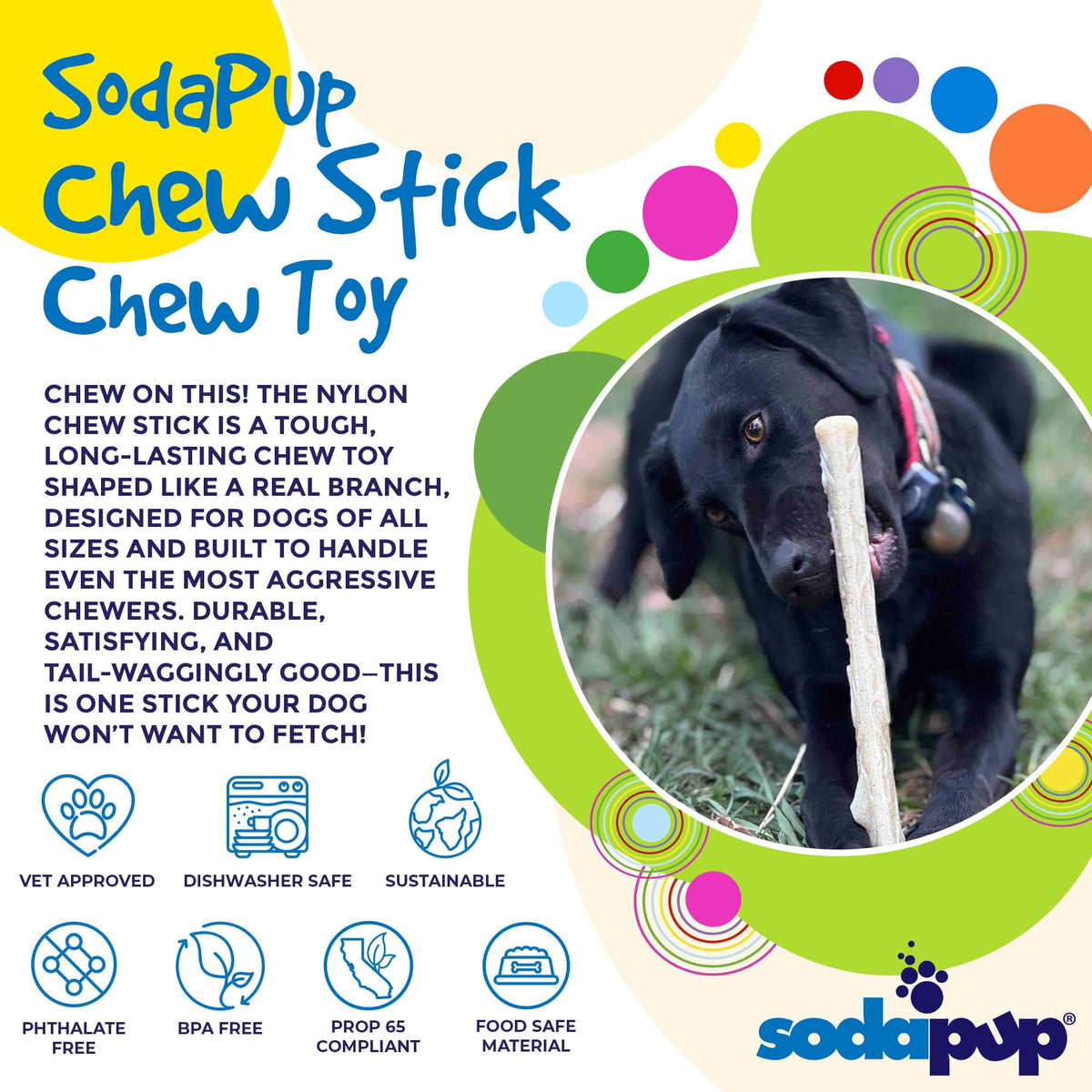 Durable Nylon Glow in the Dark Chew Stick for Power Chewers | USA Made | SodaPup – Consulate X, view 4 of 8