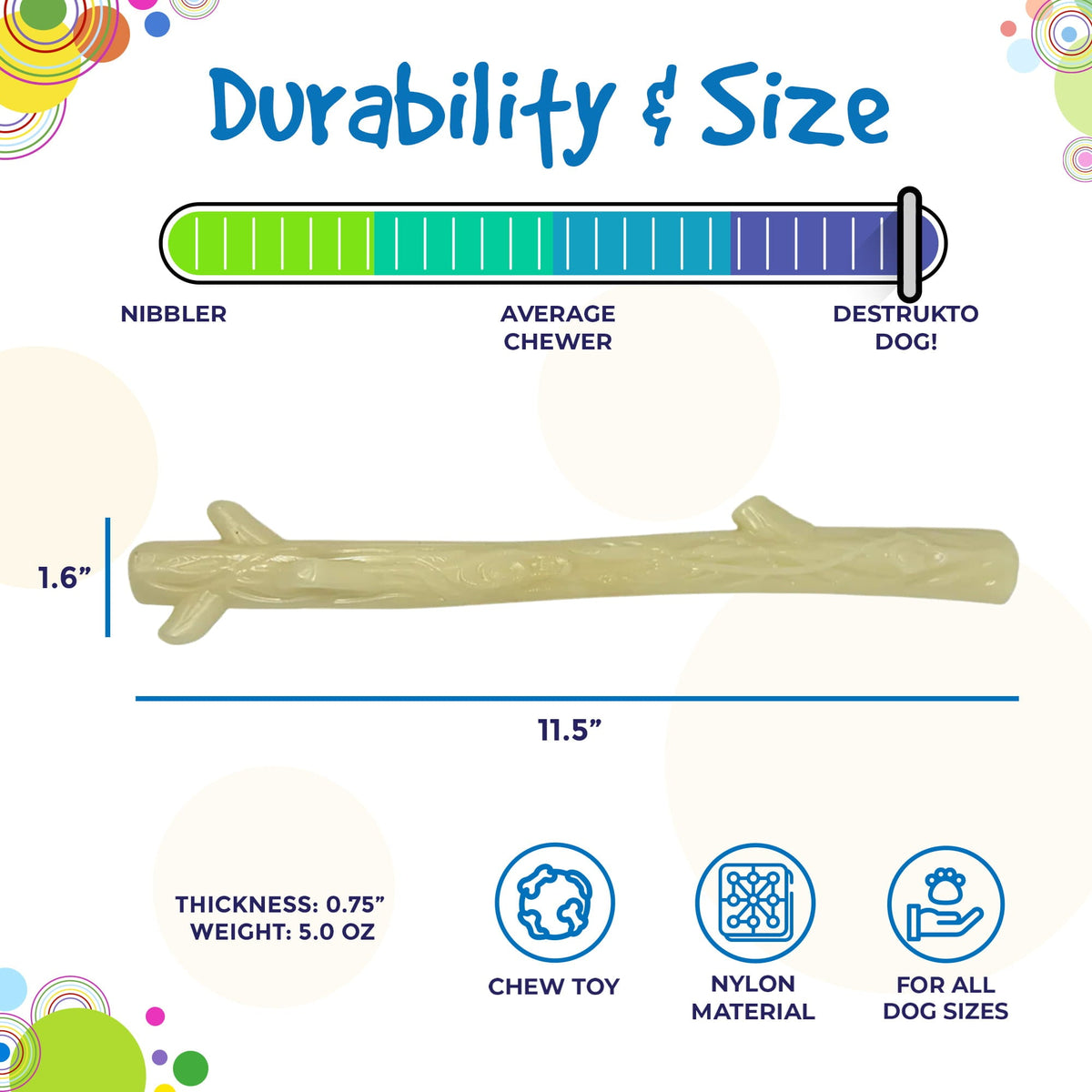 Durable Nylon Glow in the Dark Chew Stick for Power Chewers | USA Made | SodaPup – Consulate X, view 6 of 8