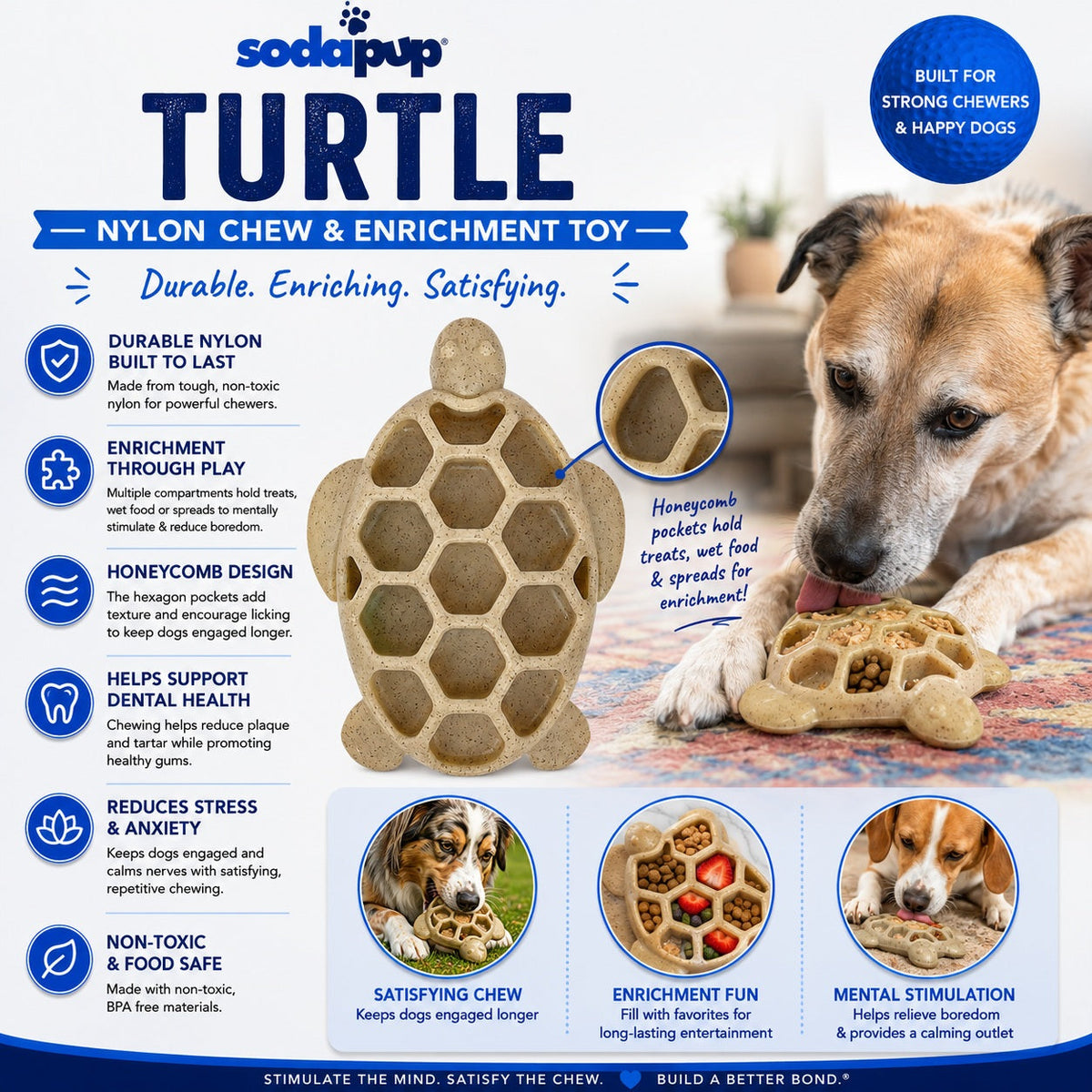 Turtle Nylon Chew Toy - Ultra-Durable Enrichment Toy for Power Chewers USA – Consulate X, view 3 of 8