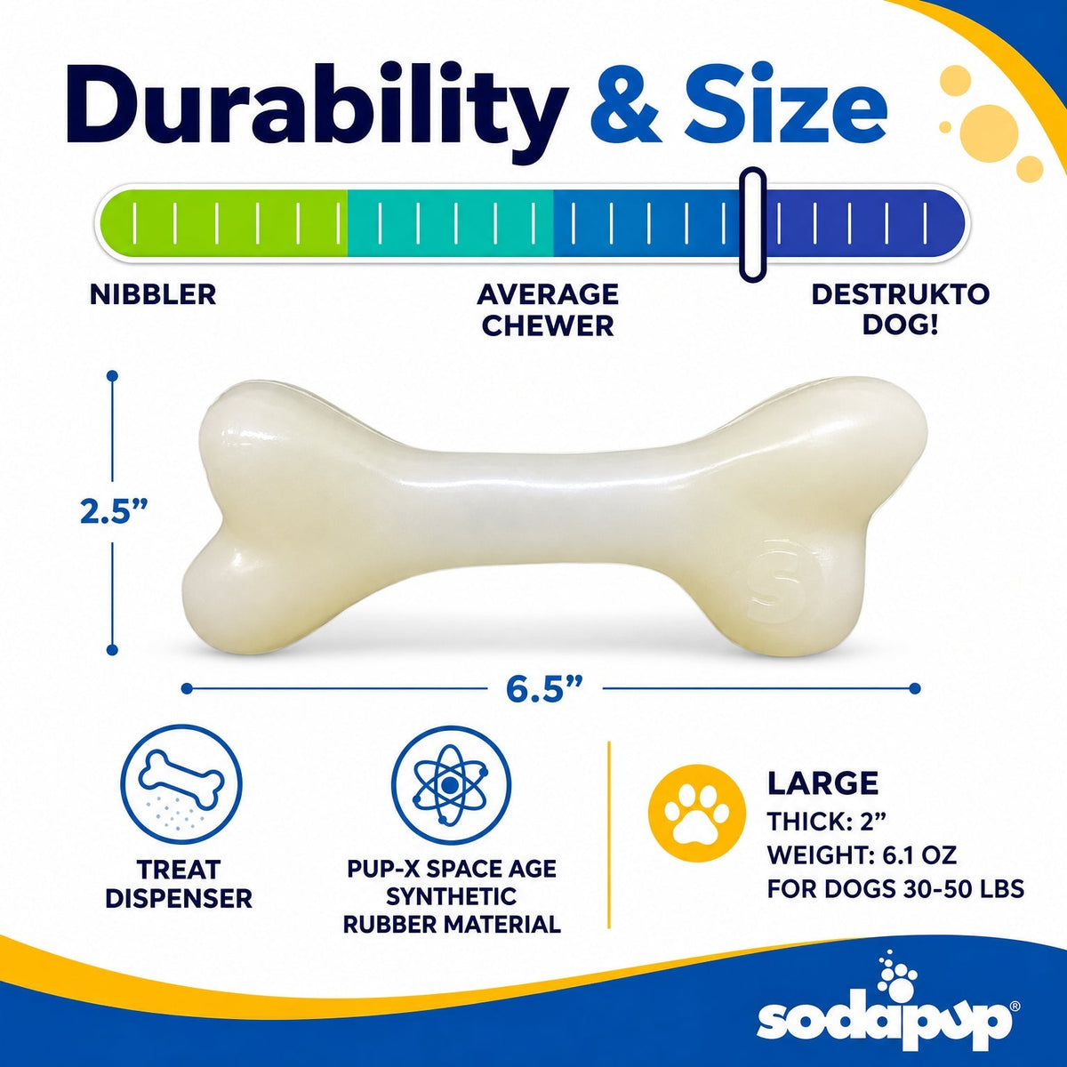 PUP-X Rubber Glow in the Dark Chew Bone Dog Toy - Durable, Floats, Chew Toy for Large Dogs | USA – Consulate X, view 6 of 10