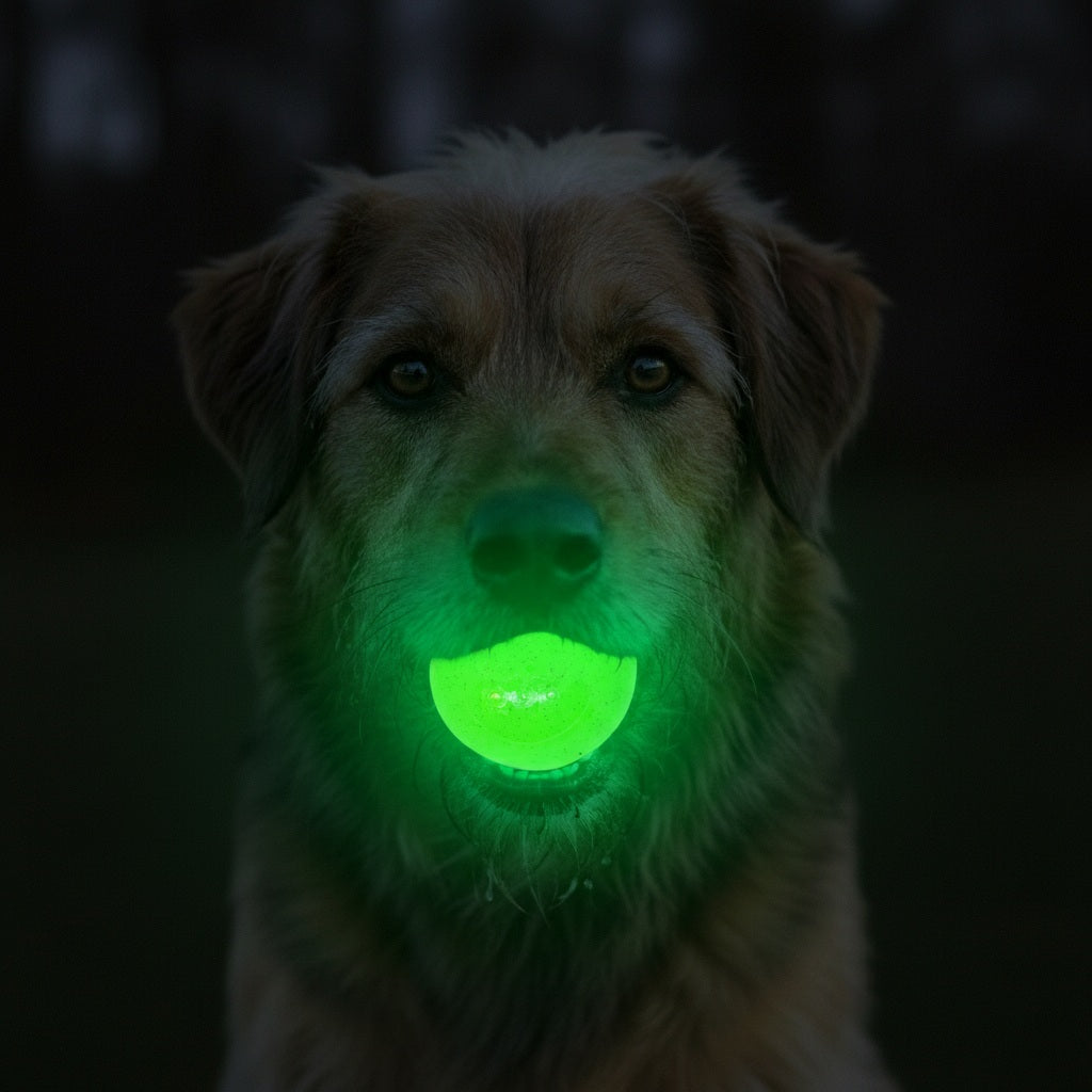 Glow in the Dark Glitter Ball 2-Pack Dog Toy | Soft PUP-X Rubber Floating Fetch Ball with Treat Dispenser | USA Made – Consulate X, view 3 of 10