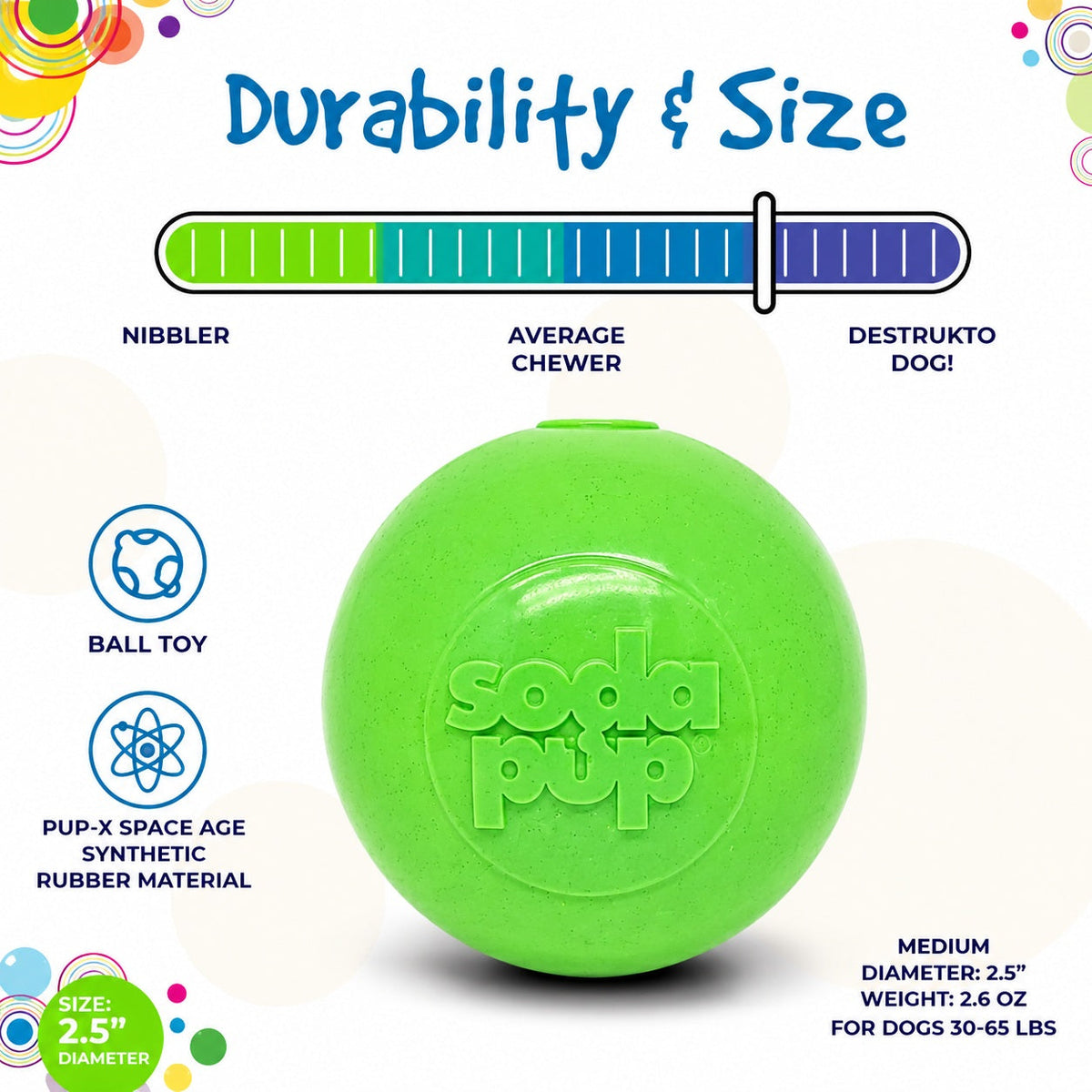 Green Glitter Ball 2-Pack Dog Toy | Soft PUP-X Rubber Floating Fetch Ball with Treat Dispenser | USA Made – Consulate X, view 8 of 8