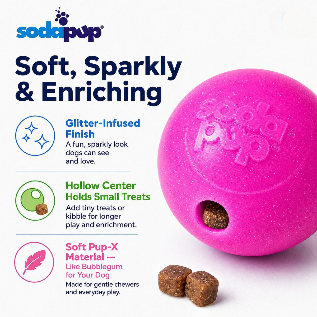 Princess Pack 2-Pack Dog Toy | Pink Glitter Ball + Unicorn Horn Chew Toy | USA Made – Consulate X, view 8 of 10