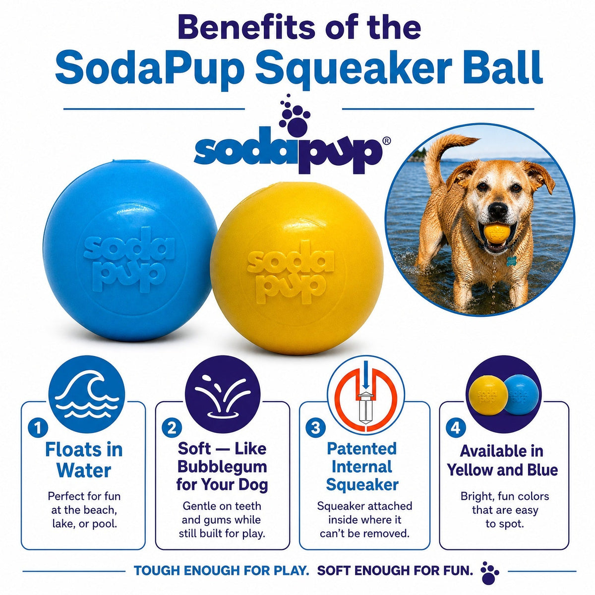 Squeak Ball - Durable Squeaky Dog Toy, Floats, Chew Toy | USA Made – Consulate X, view 3 of 16