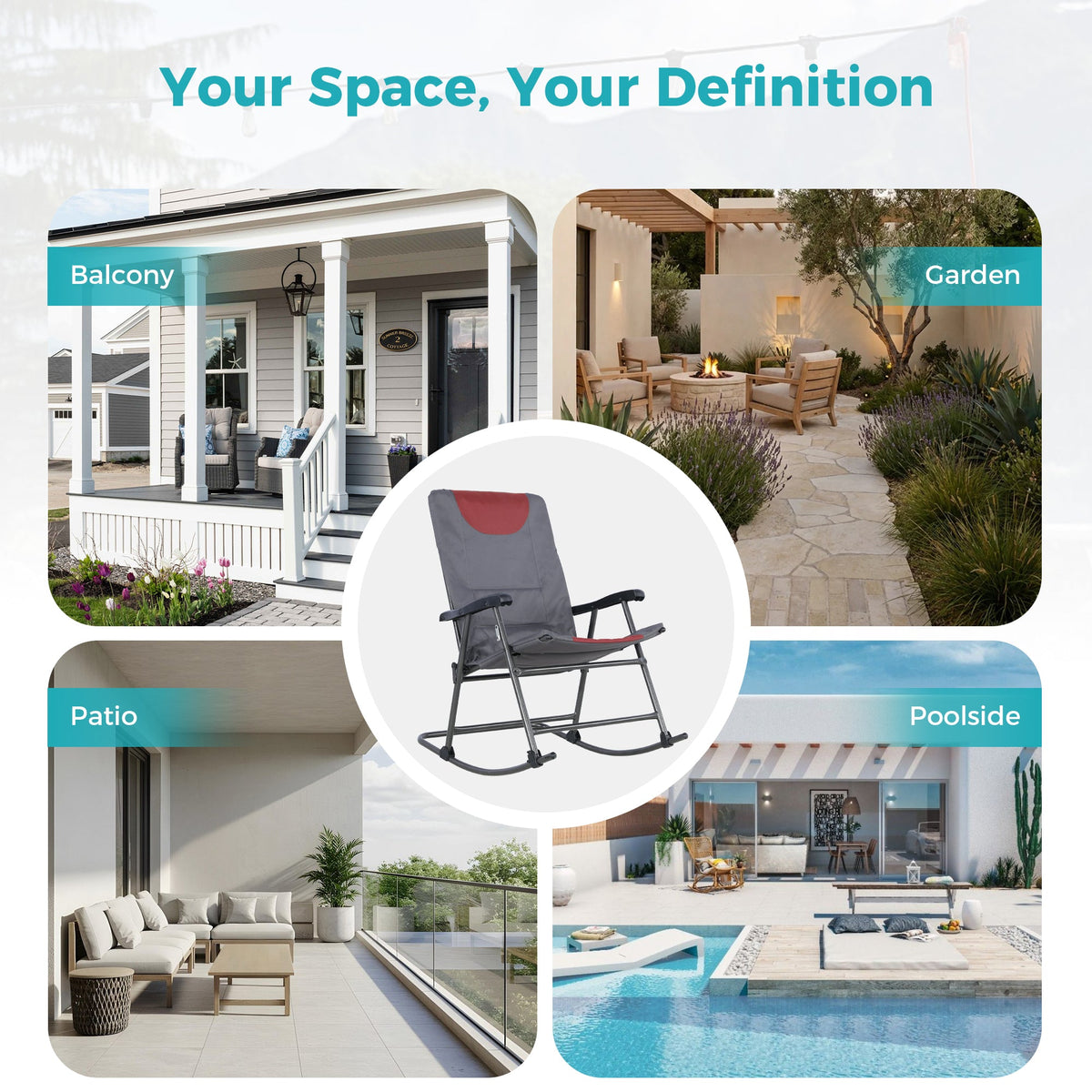 Ainfox Oversized Chair Folding Chair Rocking Chair Camping Chair Portable Chair Outdoor Chair Rocker Chair – Consulate X, view 9 of 9