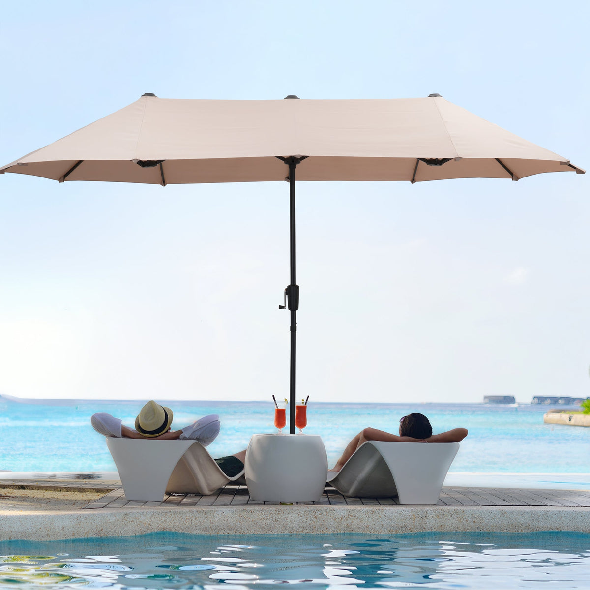 Ainfox 13ft Large Patio Umbrella, Outdoor Double-Sided Rectangle Market Heavy Duty Umbrellas without Base – Consulate X, view 2 of 24
