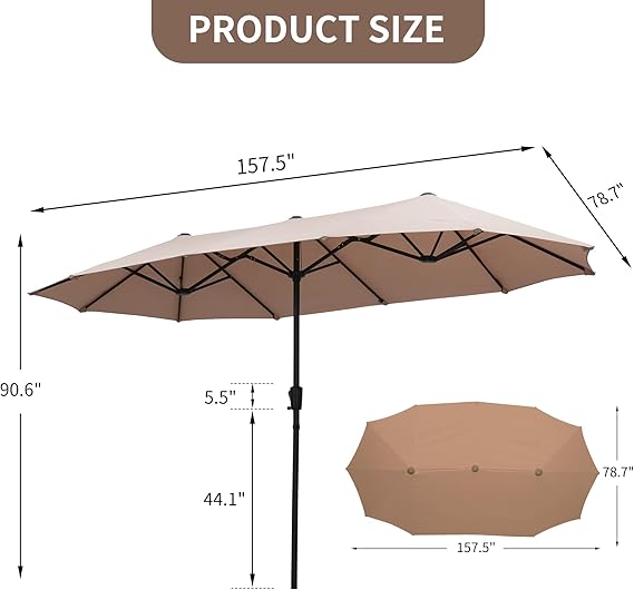 Ainfox 13ft Large Patio Umbrella, Outdoor Double-Sided Rectangle Market Heavy Duty Umbrellas without Base – Consulate X, view 20 of 24