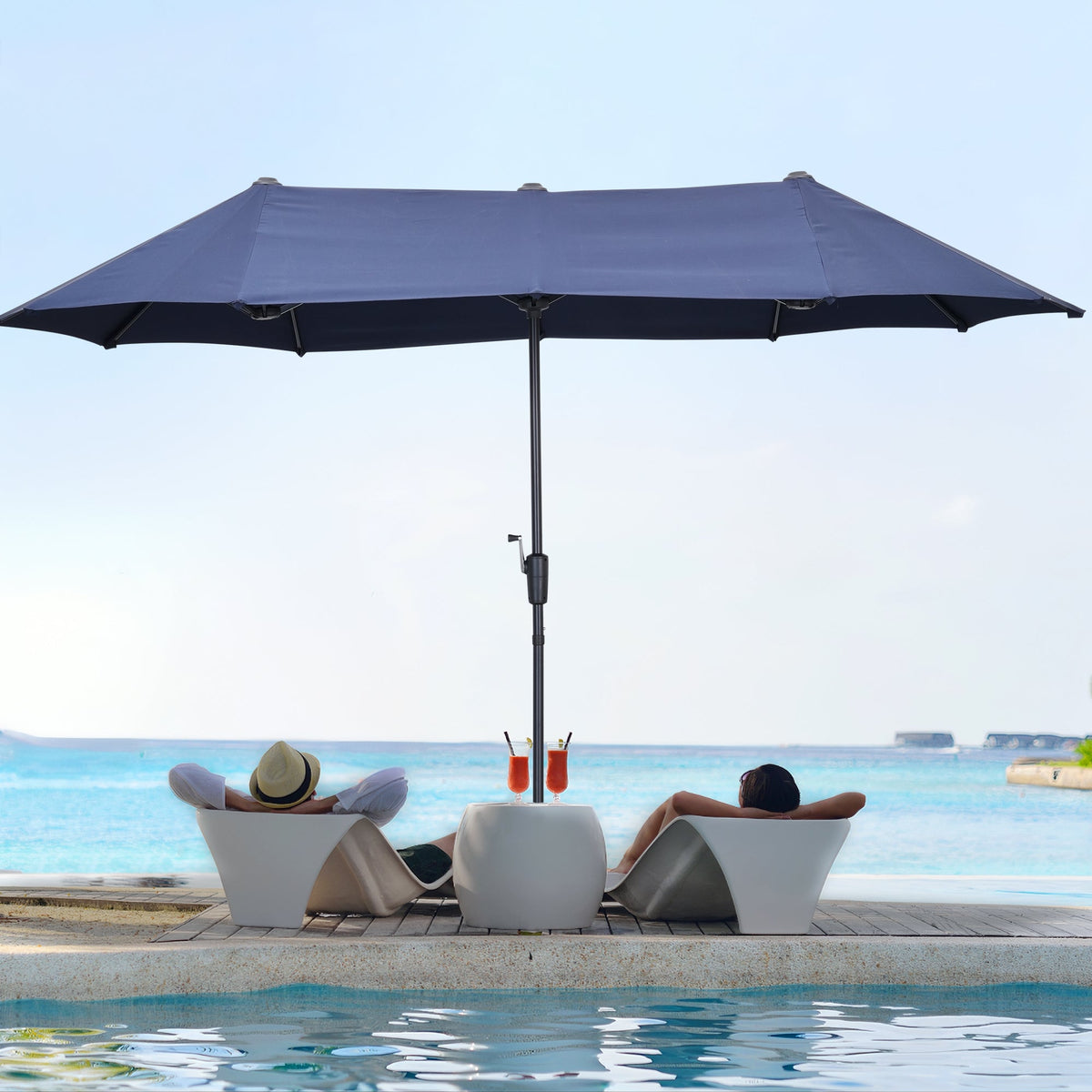 Ainfox 13ft Large Patio Umbrella, Outdoor Double-Sided Rectangle Market Heavy Duty Umbrellas without Base – Consulate X, view 1 of 24