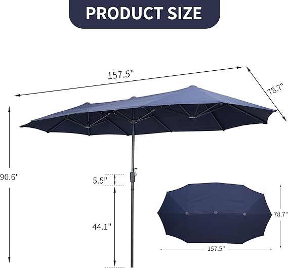 Ainfox 13ft Large Patio Umbrella, Outdoor Double-Sided Rectangle Market Heavy Duty Umbrellas without Base – Consulate X, view 23 of 24