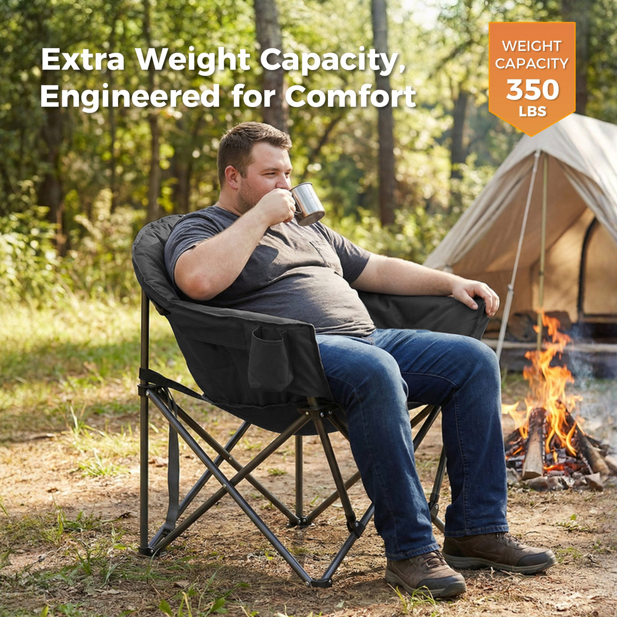 Ainfox 2PCS Oversized Camping Chair Folding Chair Camp Chair for Outdoor, Adults, Men and Women – Consulate X, view 8 of 10