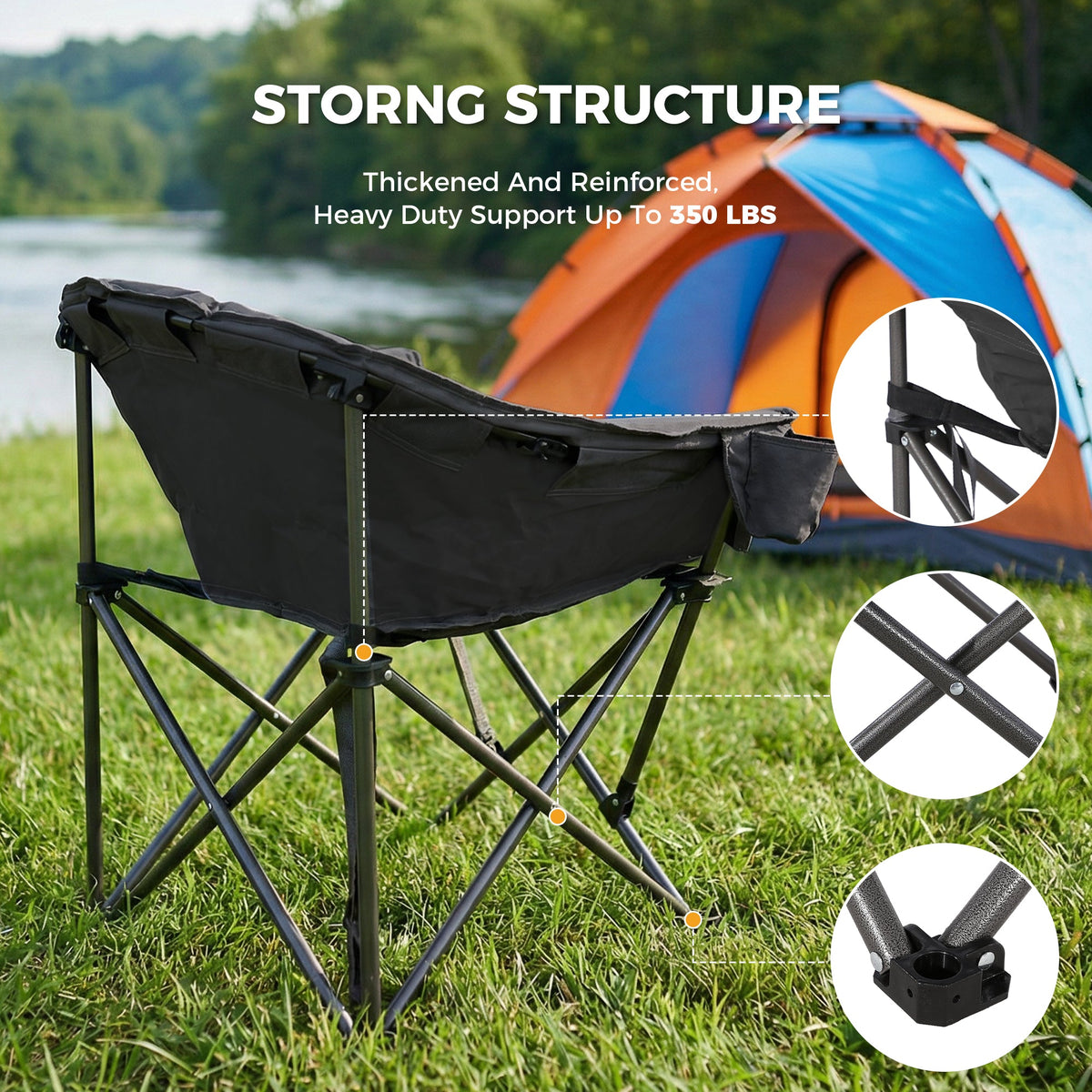 Ainfox Oversized Camping Chair Folding Chair Camp Chair for Outdoor, Adults, Men and Women – Consulate X, view 9 of 9