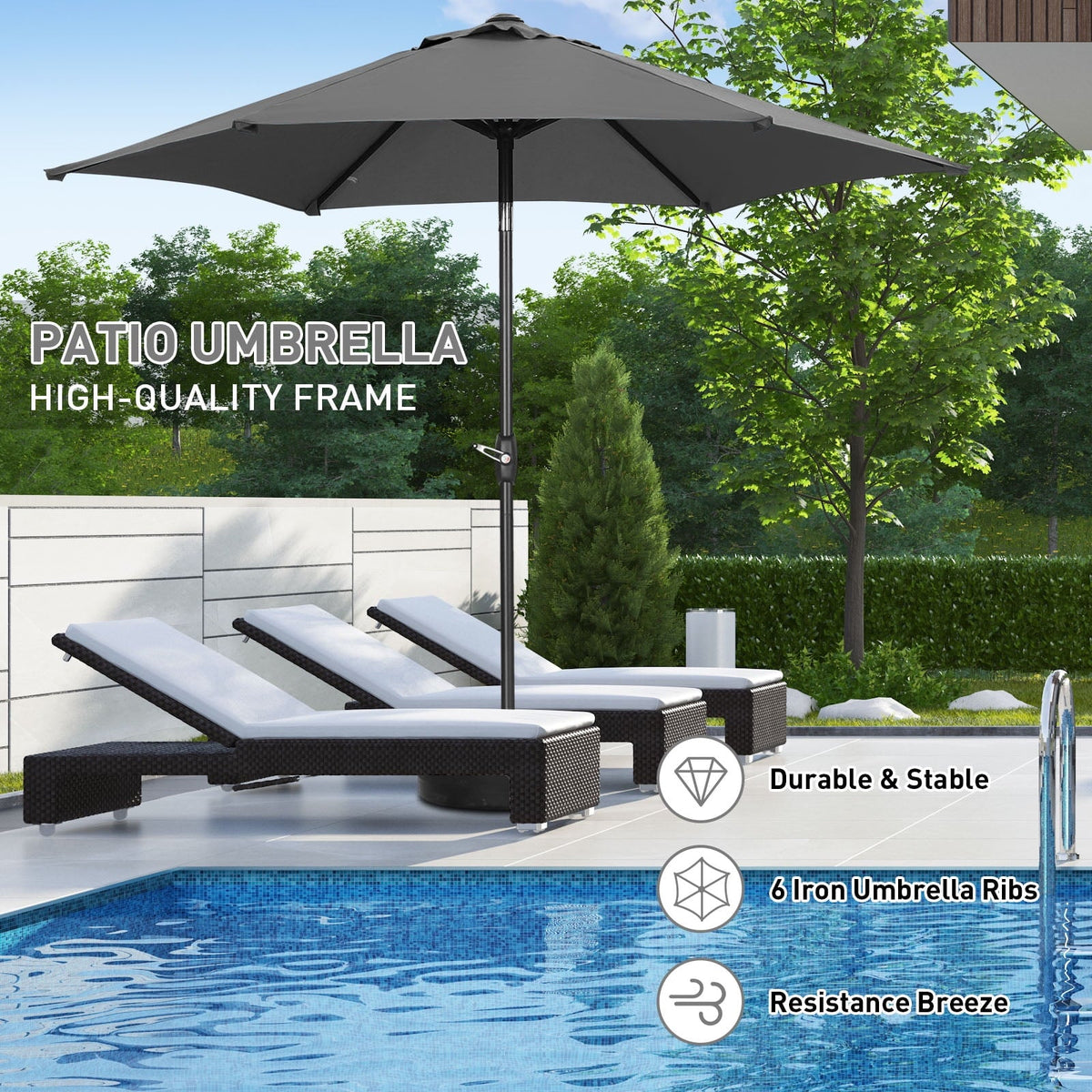 Ainfox 9ft  Patio Umbrella with Push Button Tilt and Crank, UV and Waterproof – Consulate X, view 11 of 27