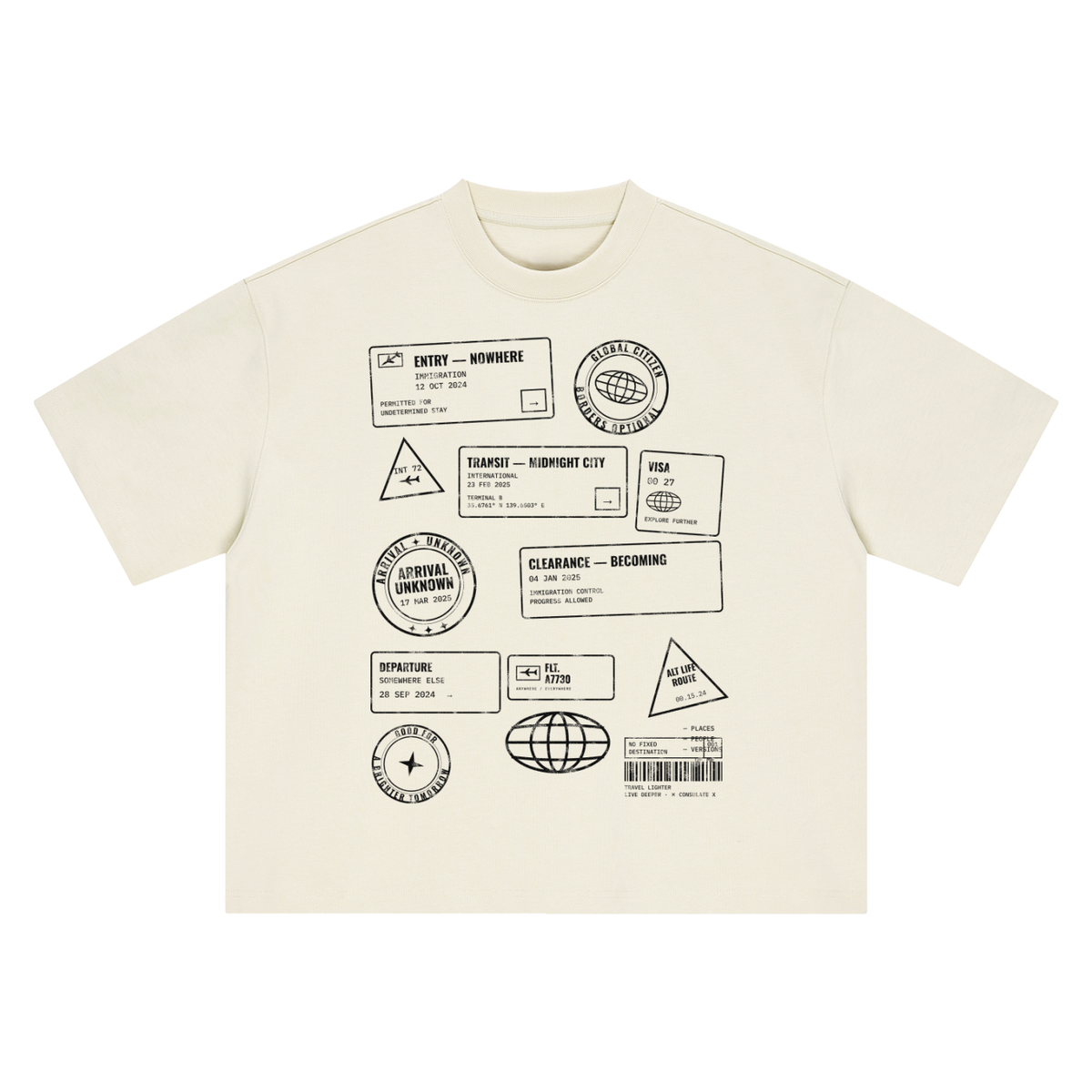 Passport Stamps Heavyweight Tee - White – Consulate X, view 5 of 8