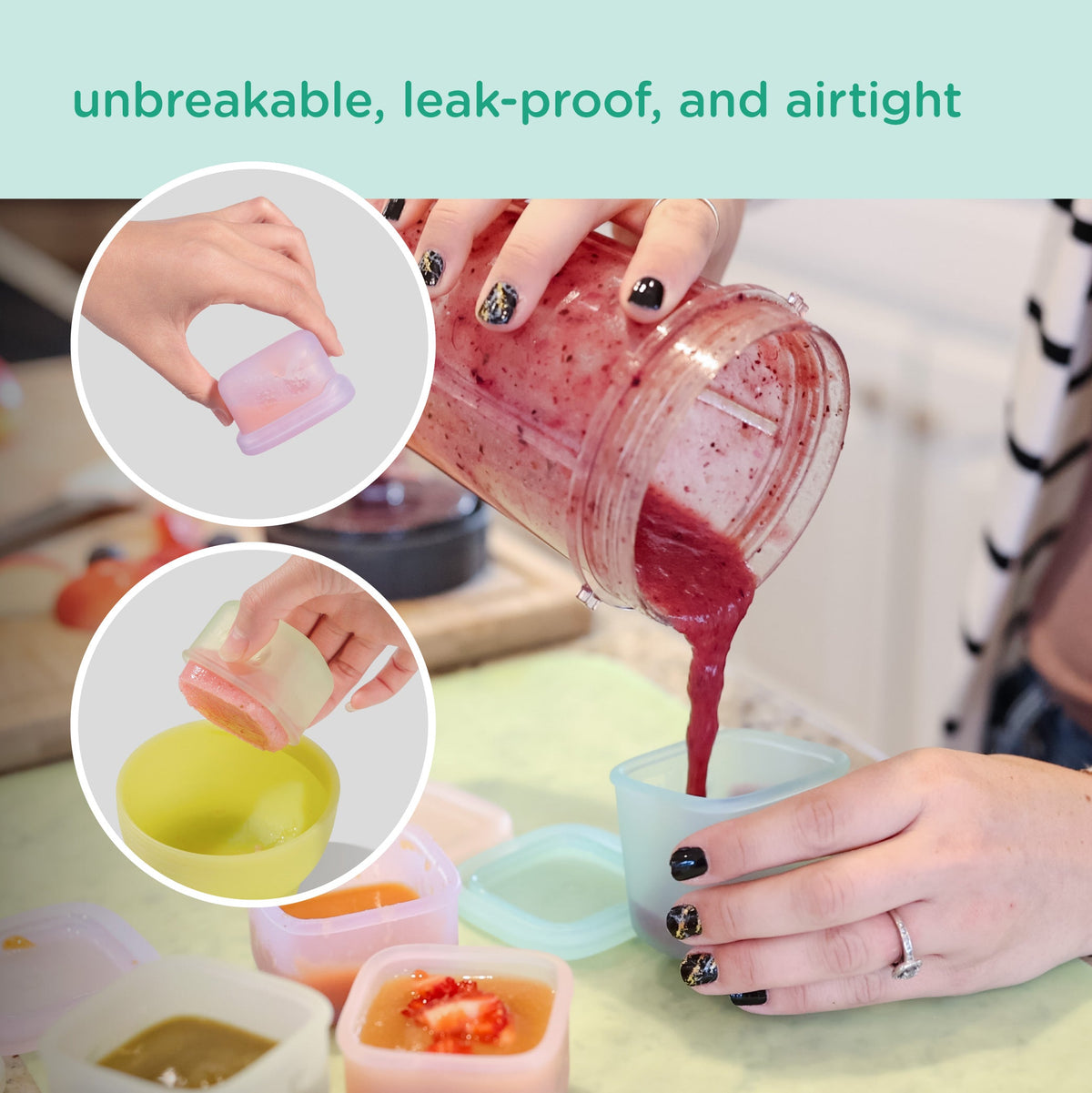 Silicone Baby Food Storage Containers, Freezer-Safe (4-Pack) – Consulate X, view 3 of 18
