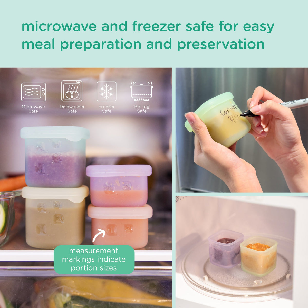 Silicone Baby Food Storage Containers, Freezer-Safe (4-Pack) – Consulate X, view 5 of 18