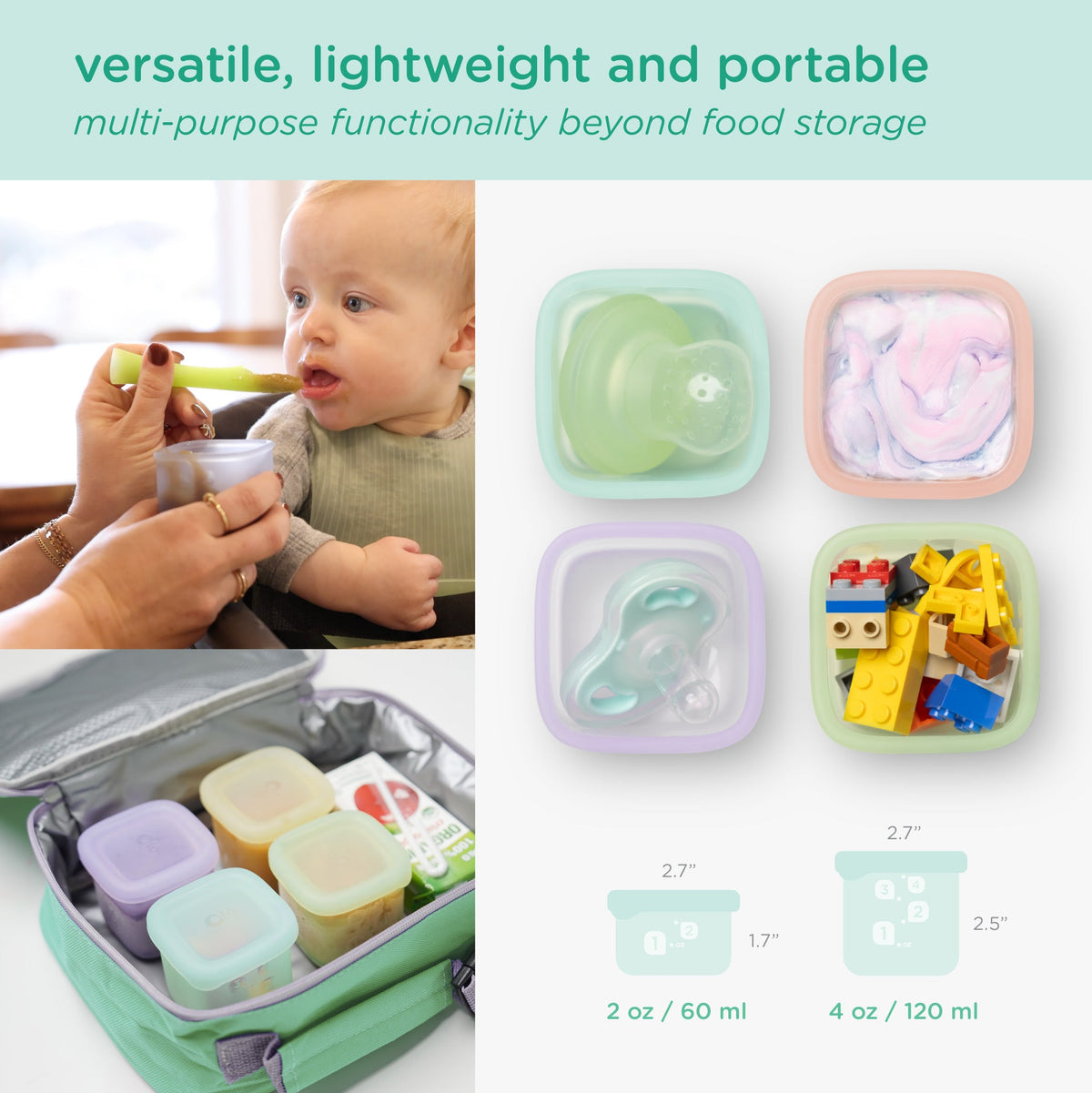 Silicone Baby Food Storage Containers, Freezer-Safe (4-Pack) – Consulate X, view 6 of 18