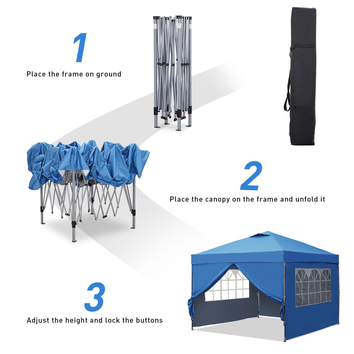 Ainfox 10 x 10 ft Pop up Canopy Tent with Sidewalls,Instant Outdoor Canopies,Shade Tents with Carrying Bag – Consulate X, view 3 of 18