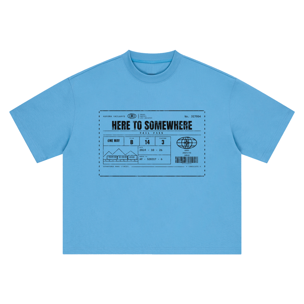Here to Somewhere Rail Pass Heavyweight Tee - White – Consulate X, view 7 of 8