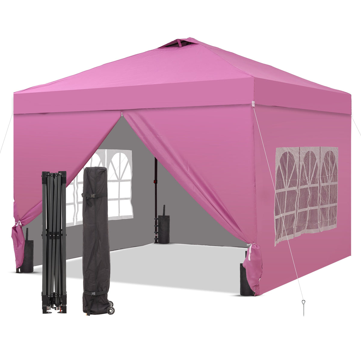 Ainfox 10x10 Pop up Canopy Tent with One Push Setup and Sidewalls,Instant Outdoor Shade Gazebos with Weighted Sandbags – Consulate X, view 1 of 10
