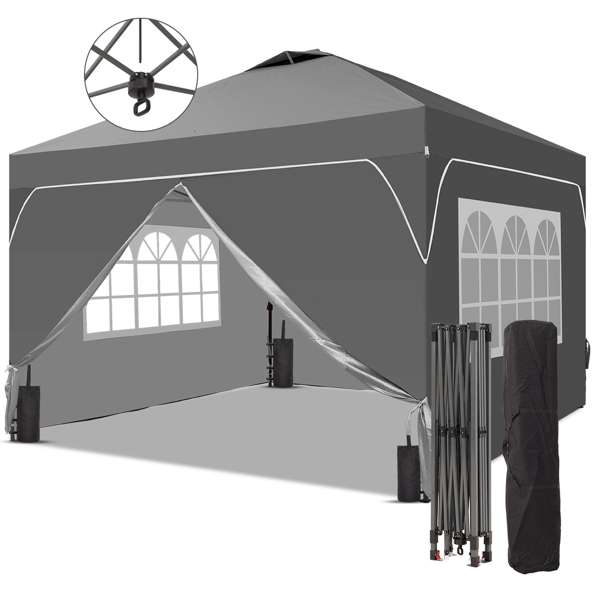 Ainfox 10ft x 10ft Pop Up Canopy Beach Tent with Four Removable Sidewalls for Events, Parties, Camping – Consulate X, view 7 of 8