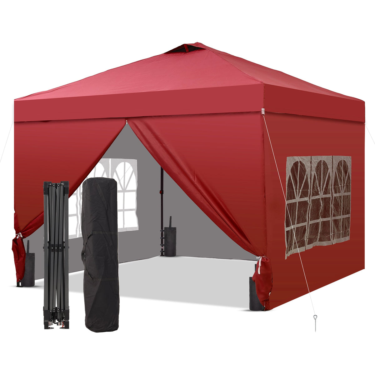 Ainfox 10x10 Pop up Canopy Tent with One Push Setup and Sidewalls,Instant Outdoor Shade Gazebos with Weighted Sandbags – Consulate X, view 2 of 10