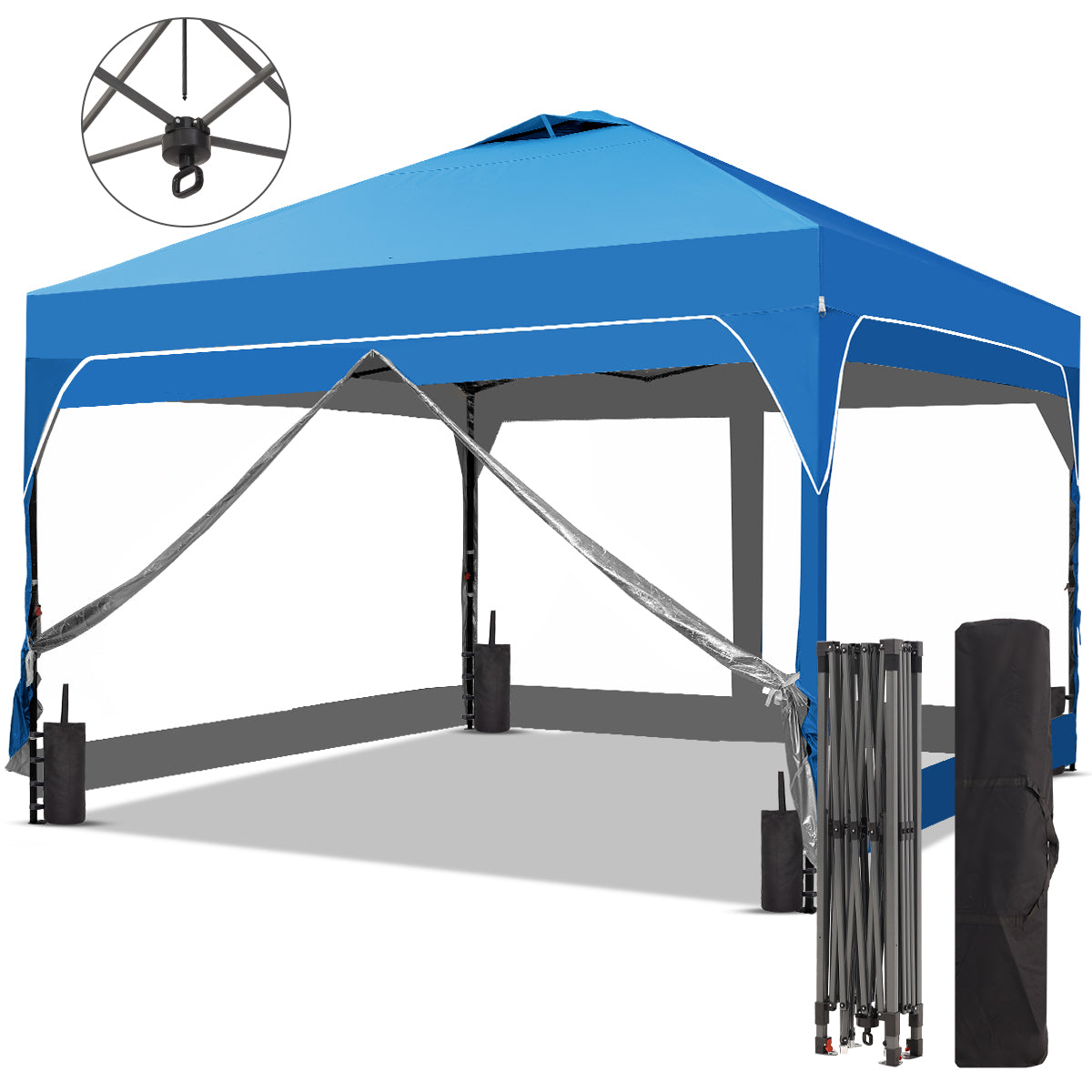 Ainfox 10ft x 10ft Pop Up Canopy Beach Tent with 4 Removable Clear PVC Sidewalls for Events, Parties, Camping – Consulate X, view 5 of 10