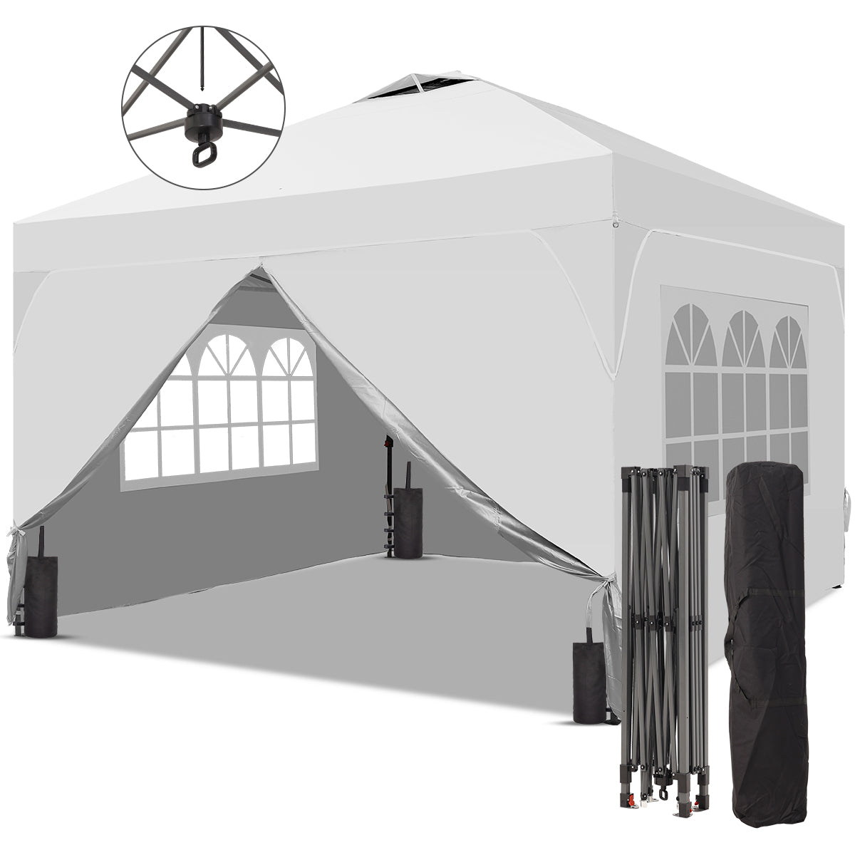 Ainfox 10ft x 10ft Pop Up Canopy Beach Tent with Four Removable Sidewalls for Events, Parties, Camping – Consulate X, view 8 of 8