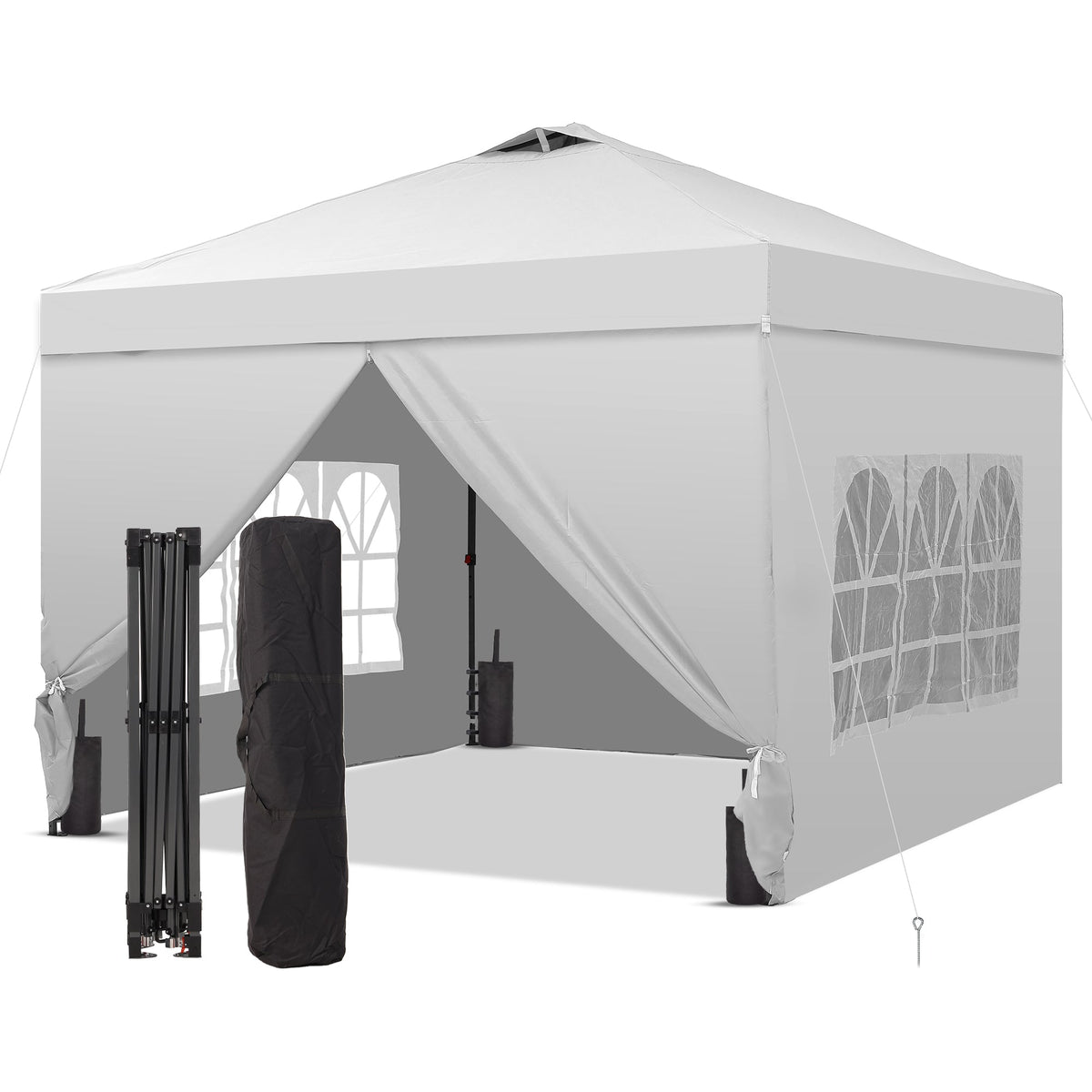 Ainfox 10x10 Pop up Canopy Tent with One Push Setup and Sidewalls,Instant Outdoor Shade Gazebos with Weighted Sandbags – Consulate X, view 5 of 10