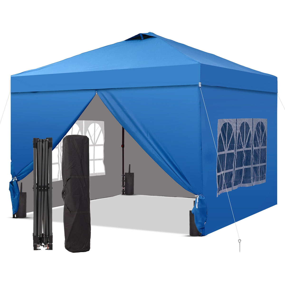 Ainfox 10x10 Pop up Canopy Tent with One Push Setup and Sidewalls,Instant Outdoor Shade Gazebos with Weighted Sandbags – Consulate X, view 8 of 10