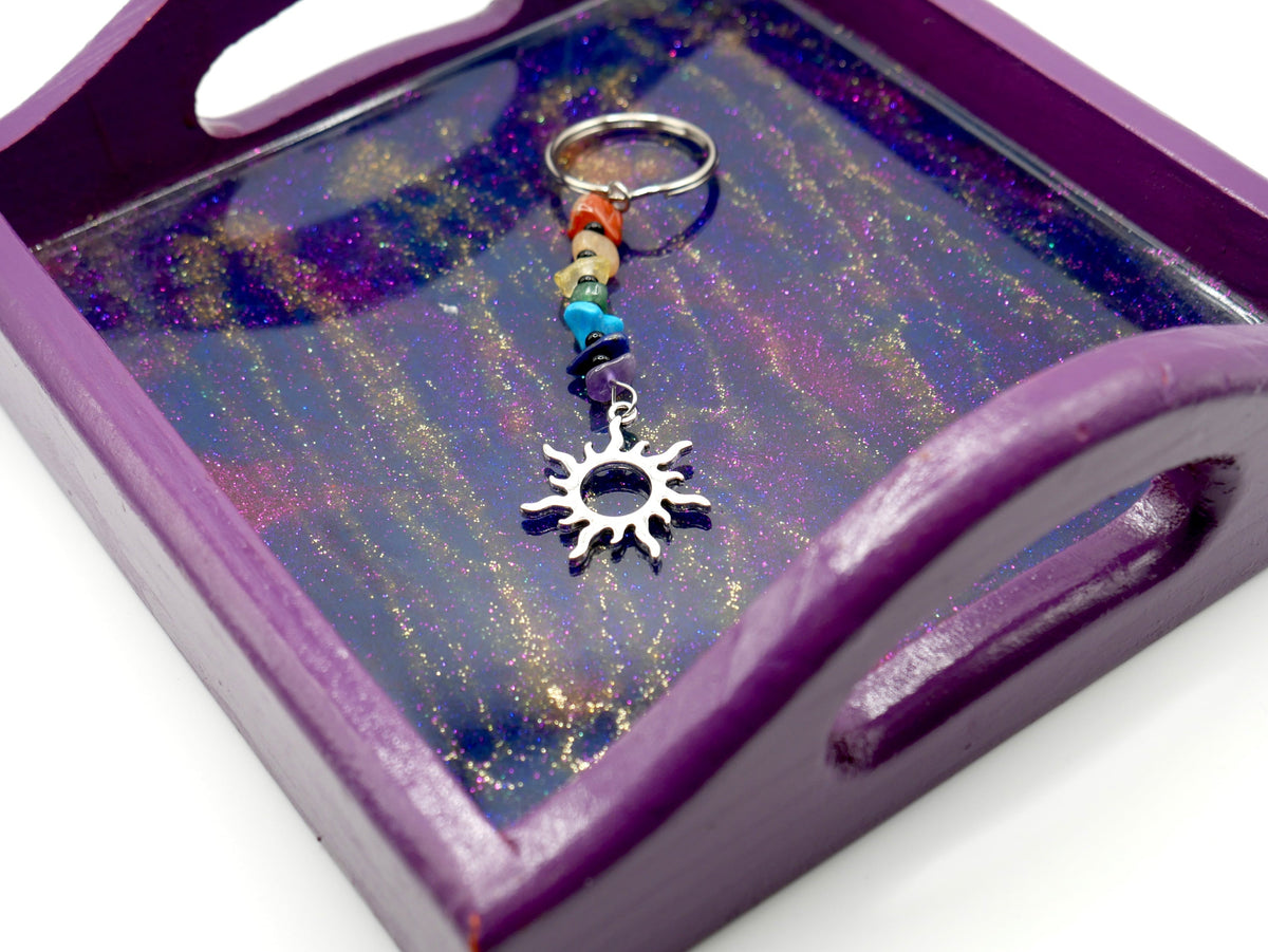 Chakra Rainbow Gemstone Keychain and Bag Charm – Consulate X, view 2 of 4