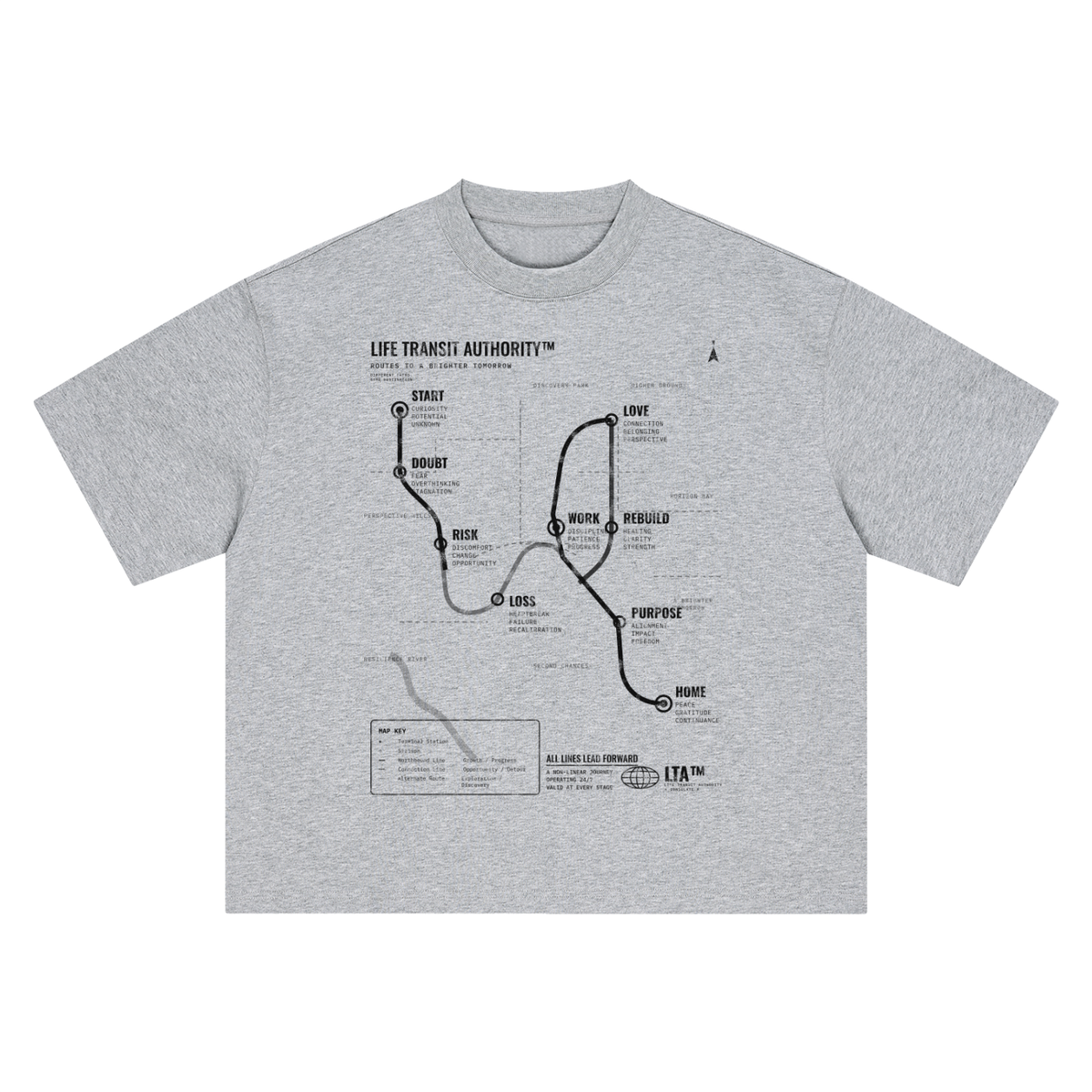 Life Transit Map Heavyweight Tee - White – Consulate X heavyweight tee, view 3 of 4