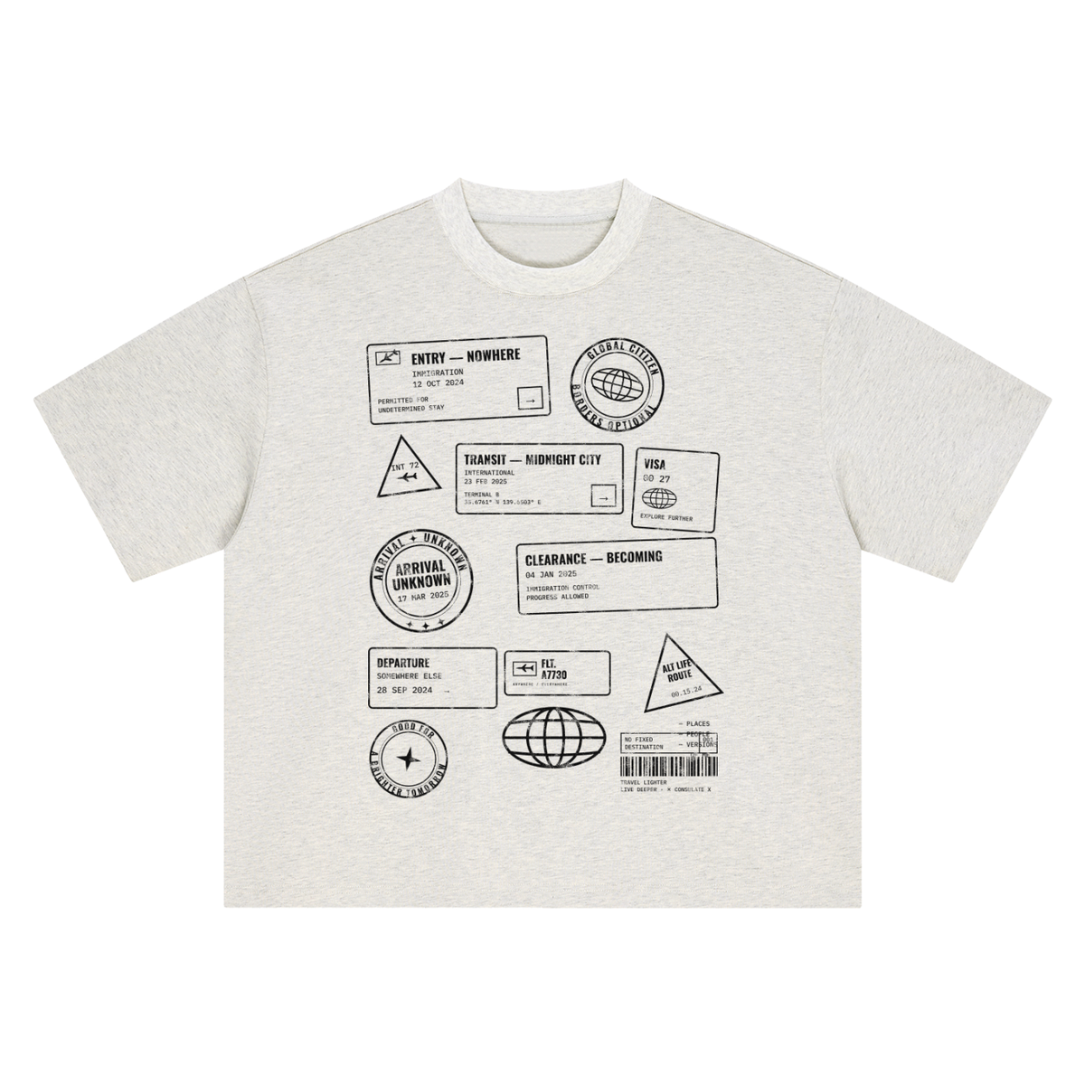 Passport Stamps Heavyweight Tee - White – Consulate X, view 6 of 8