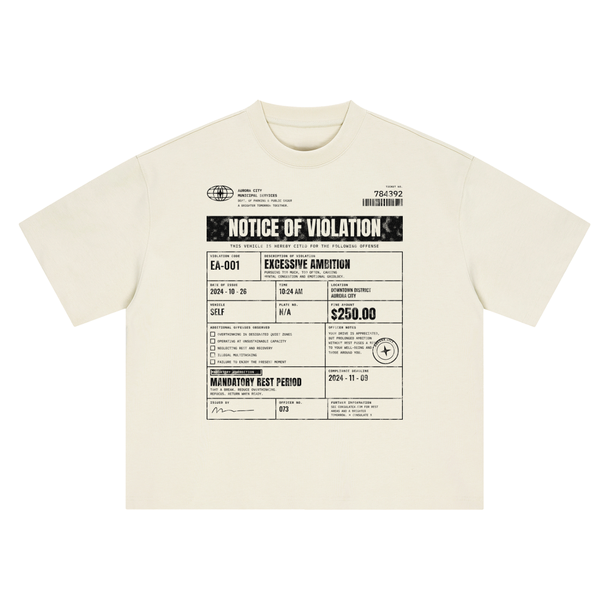 Notice of Violation Heavyweight Tee - White – Consulate X, view 5 of 8