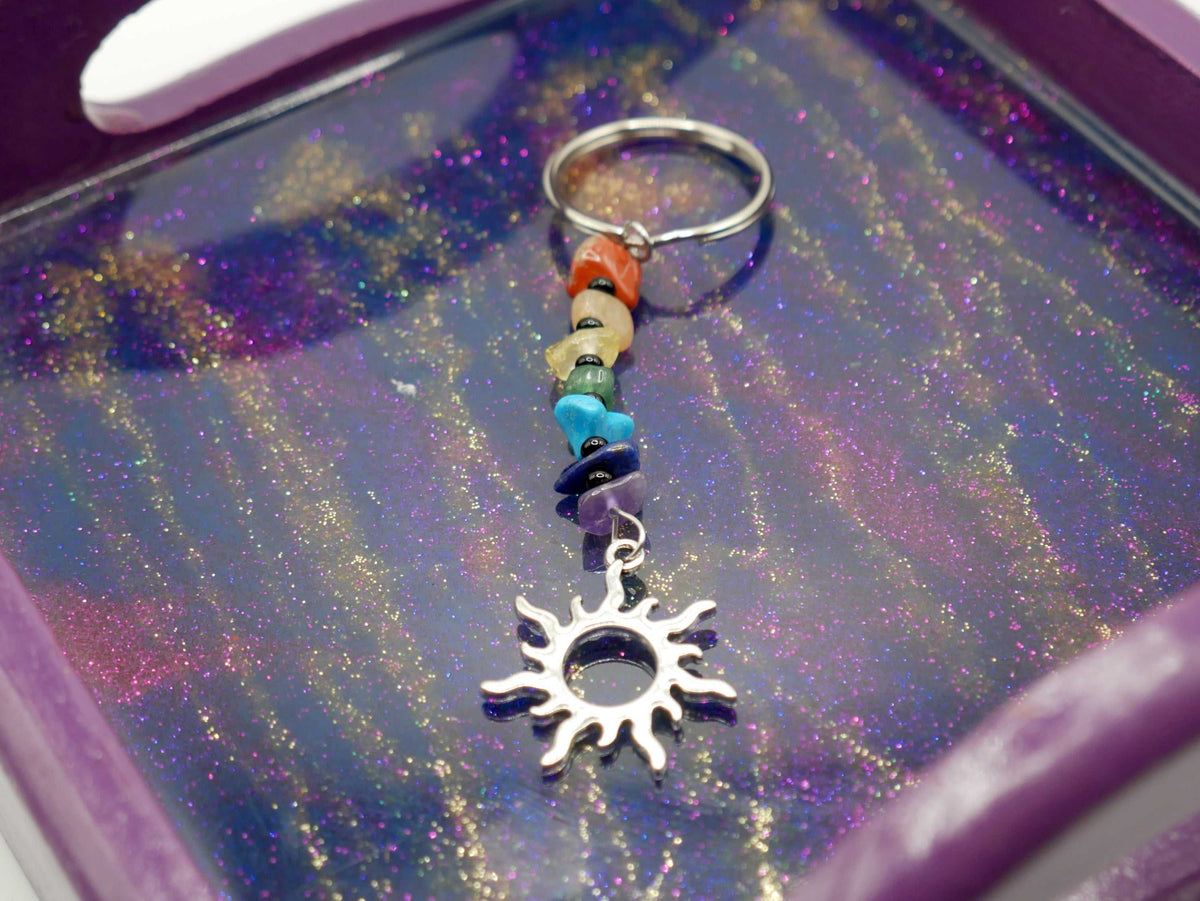 Chakra Rainbow Gemstone Keychain and Bag Charm – Consulate X, view 3 of 4