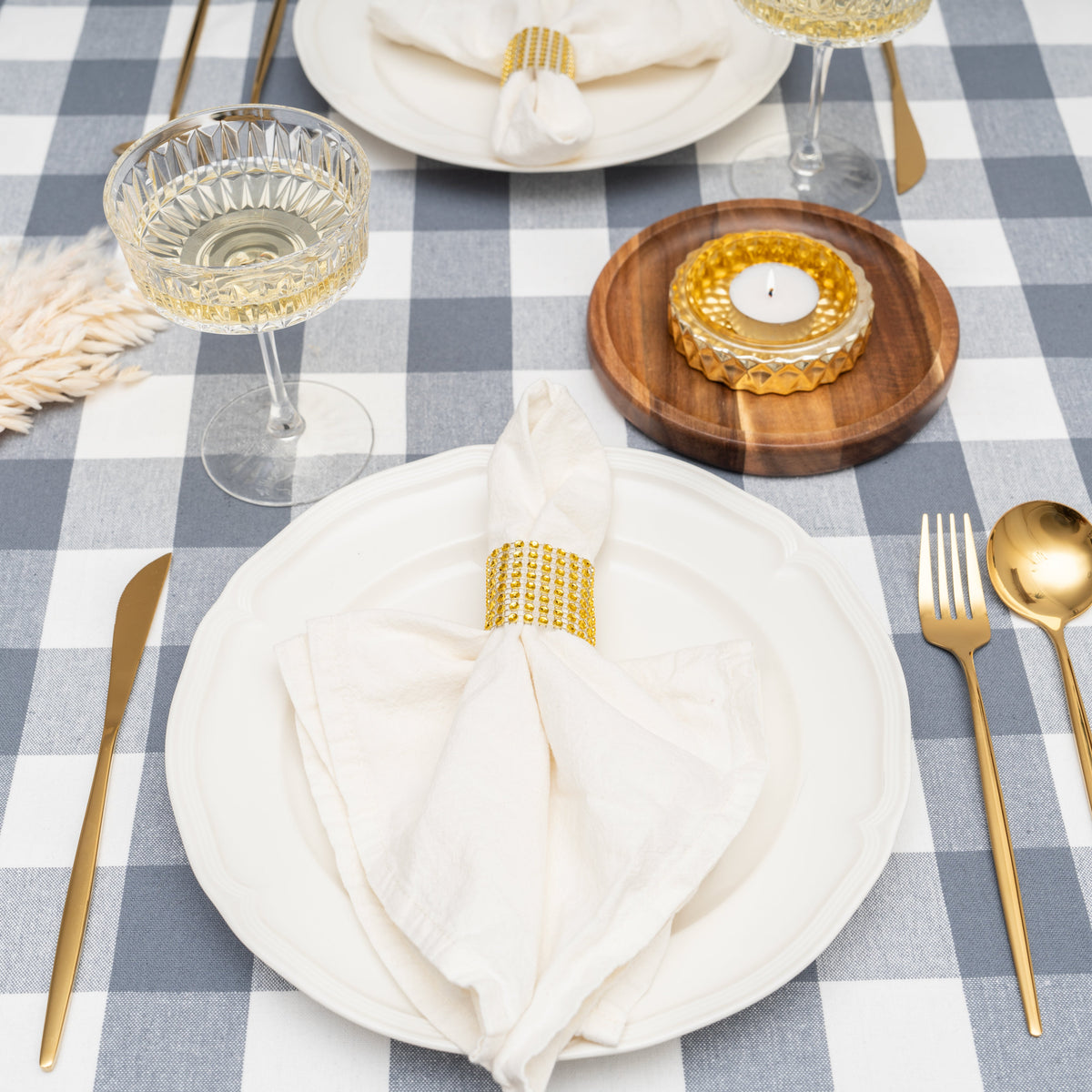 Checkered Cotton Plaid Tablecloth – Consulate X, view 4 of 5
