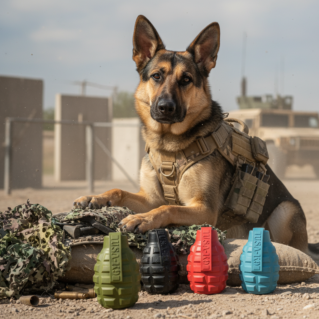 USA-K9 Grenade Shaped eDispenser Durable Dog Chew Toy & Treat Dispenser - Magnum Black – Consulate X, view 2 of 8