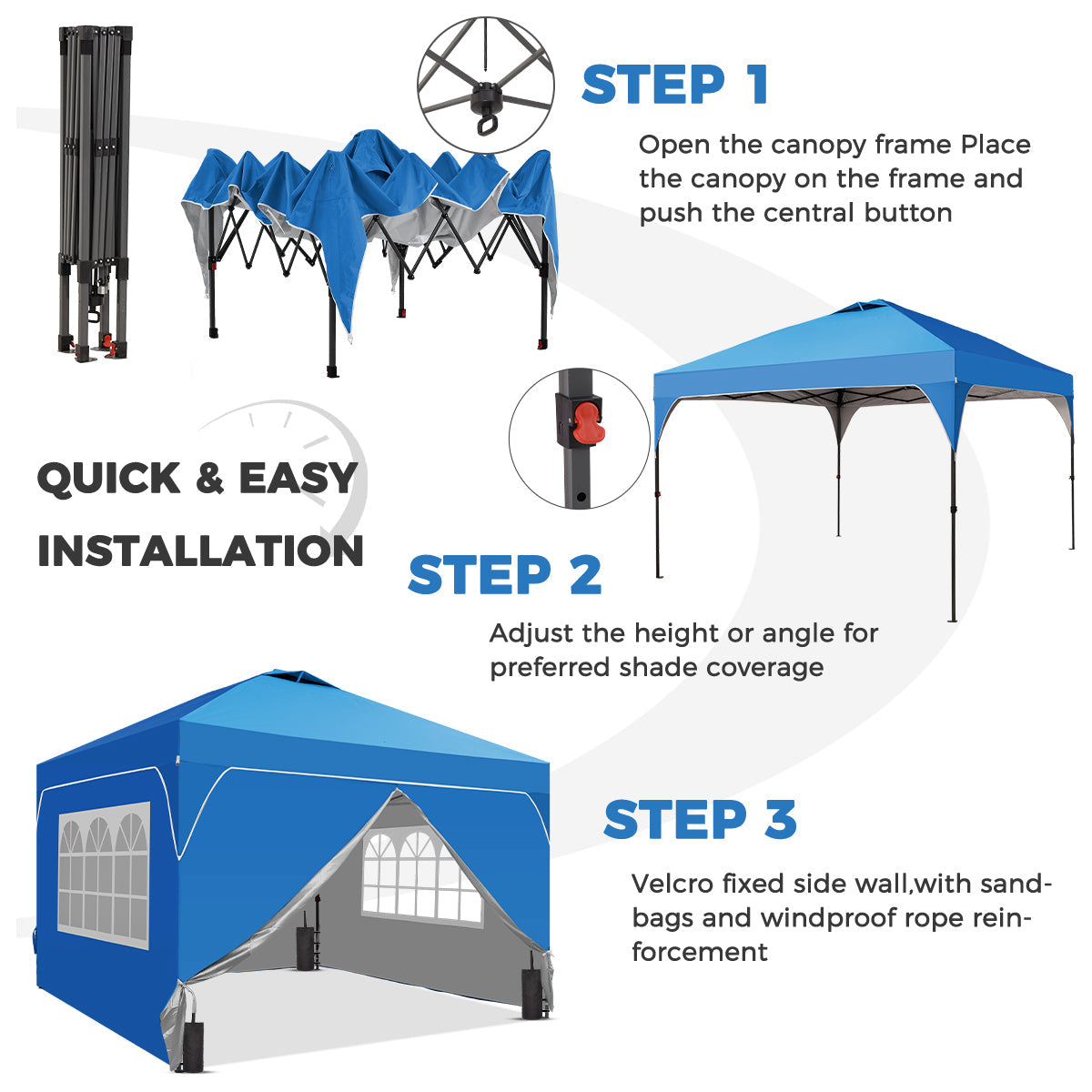 Ainfox 10ft x 10ft Pop Up Canopy Beach Tent with Four Removable Sidewalls for Events, Parties, Camping – Consulate X, view 5 of 8